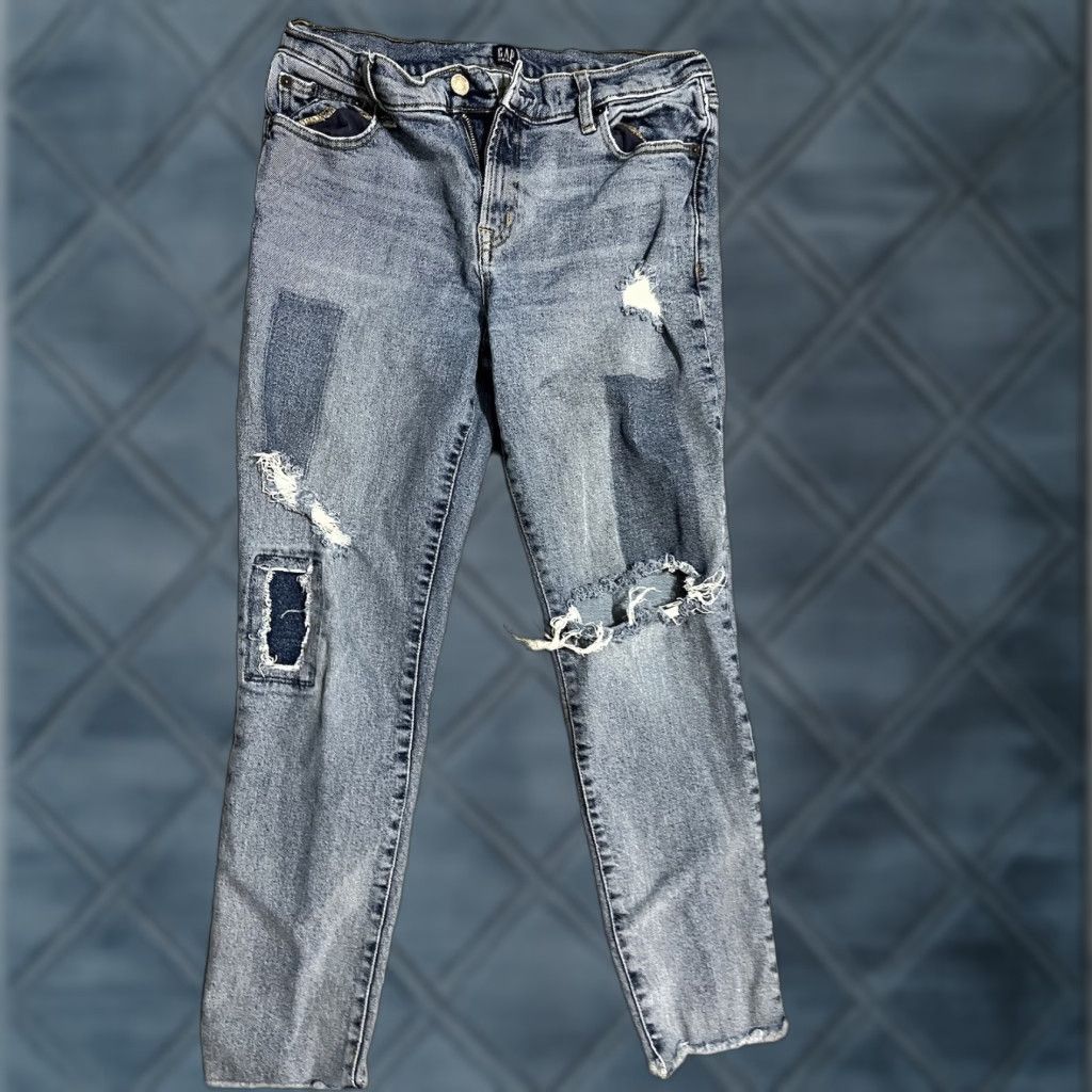 Gap GAP Jeans Womens 30 Regular Dark Blue Stretch Denim Skinny Tapered Distressed Size 30" / US 8 / IT 44 - 1 Thumbnail