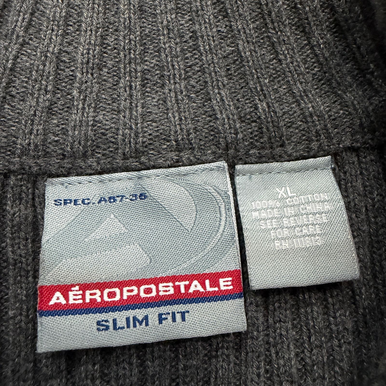 Aeropostale Vintage Aeropostale Ribbed Knit Full Zip Sweater Extra Large Size US XL / EU 56 / 4 - 4 Thumbnail