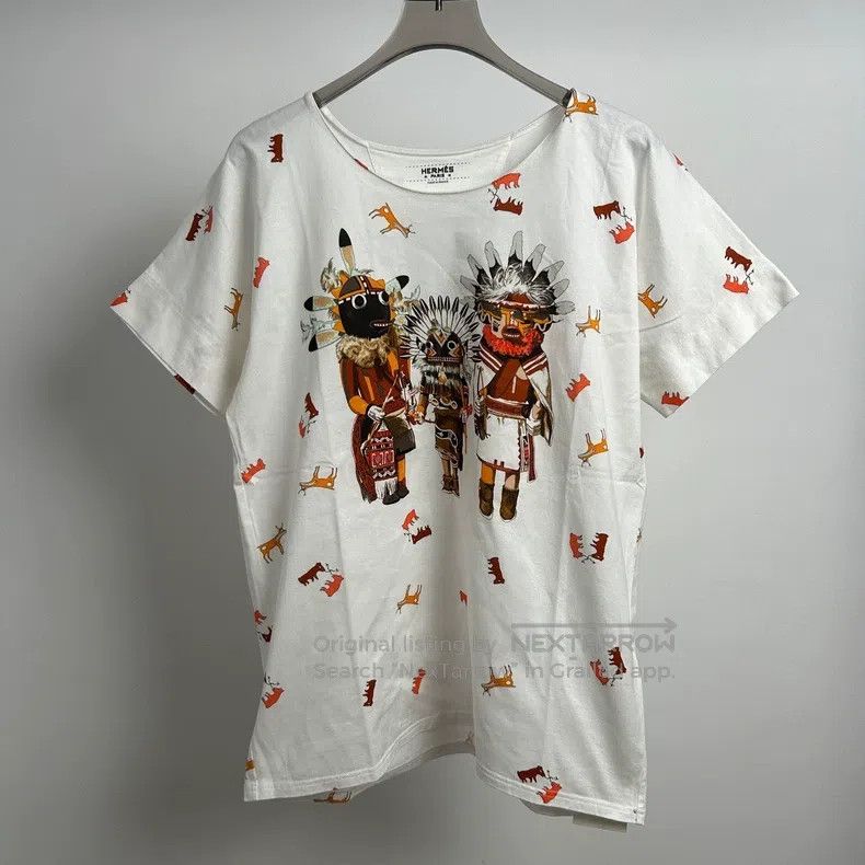 Hermes Hermes White Printed Short Sleeve Size XS / US 0-2 / IT 36-38 - 1 Thumbnail