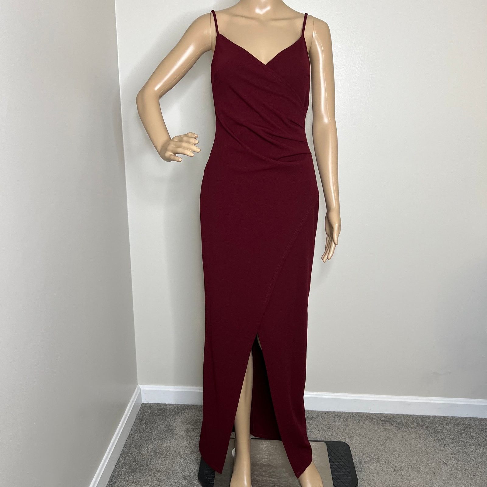 Other Lulus Sweetest Admirer Burgundy Ruched Surplice Maxi Dress Size S / US 4 / IT 40 - 8 Thumbnail
