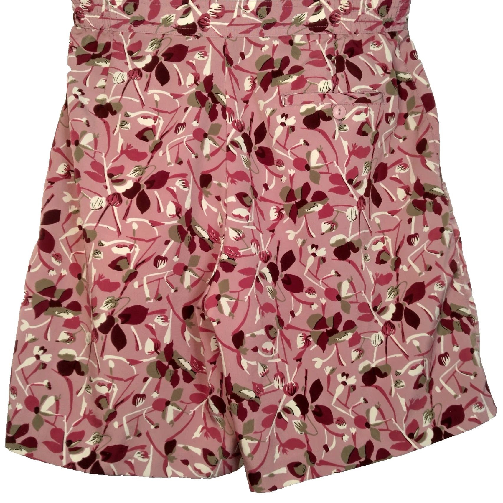 Vintage Vintage 1990s Michelle McJann Shorts 10 Mauve Purple Floral High Waist Pleated Womens Size 32" / US 10 / IT 46 - 2 Thumbnail