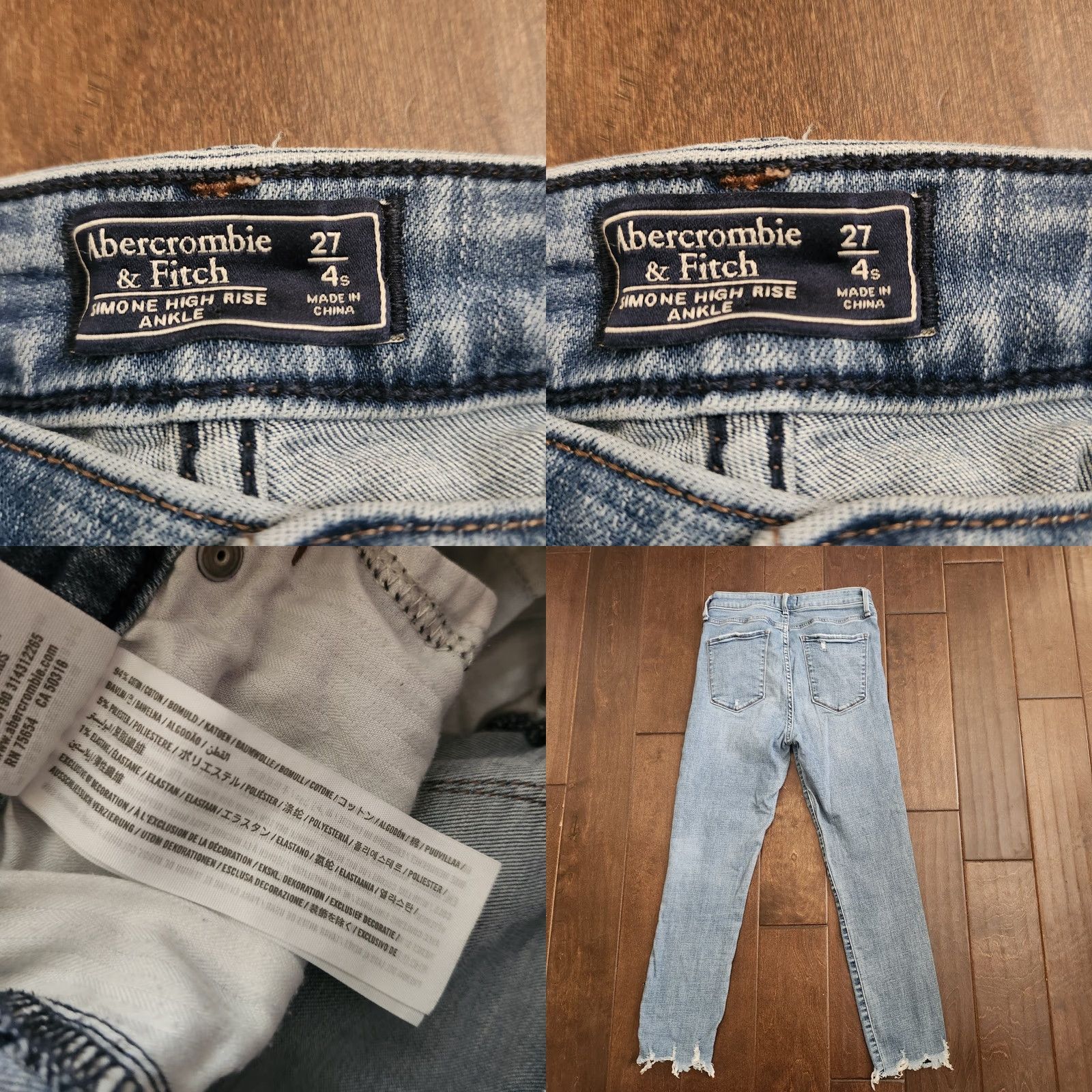 Abercrombie & Fitch Abercrombie & Fitch Jeans Womens 27 Slim Ankle Frayed Hem Blue Denim/Cotton Blend Zip Button Regular Size Type XS? Size 27" / US 4 / IT 40 - 9 Thumbnail