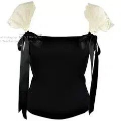 Valentino Valentino Black lace ribbon top Size M / US 6-8 / IT 42-44 - 1 Thumbnail