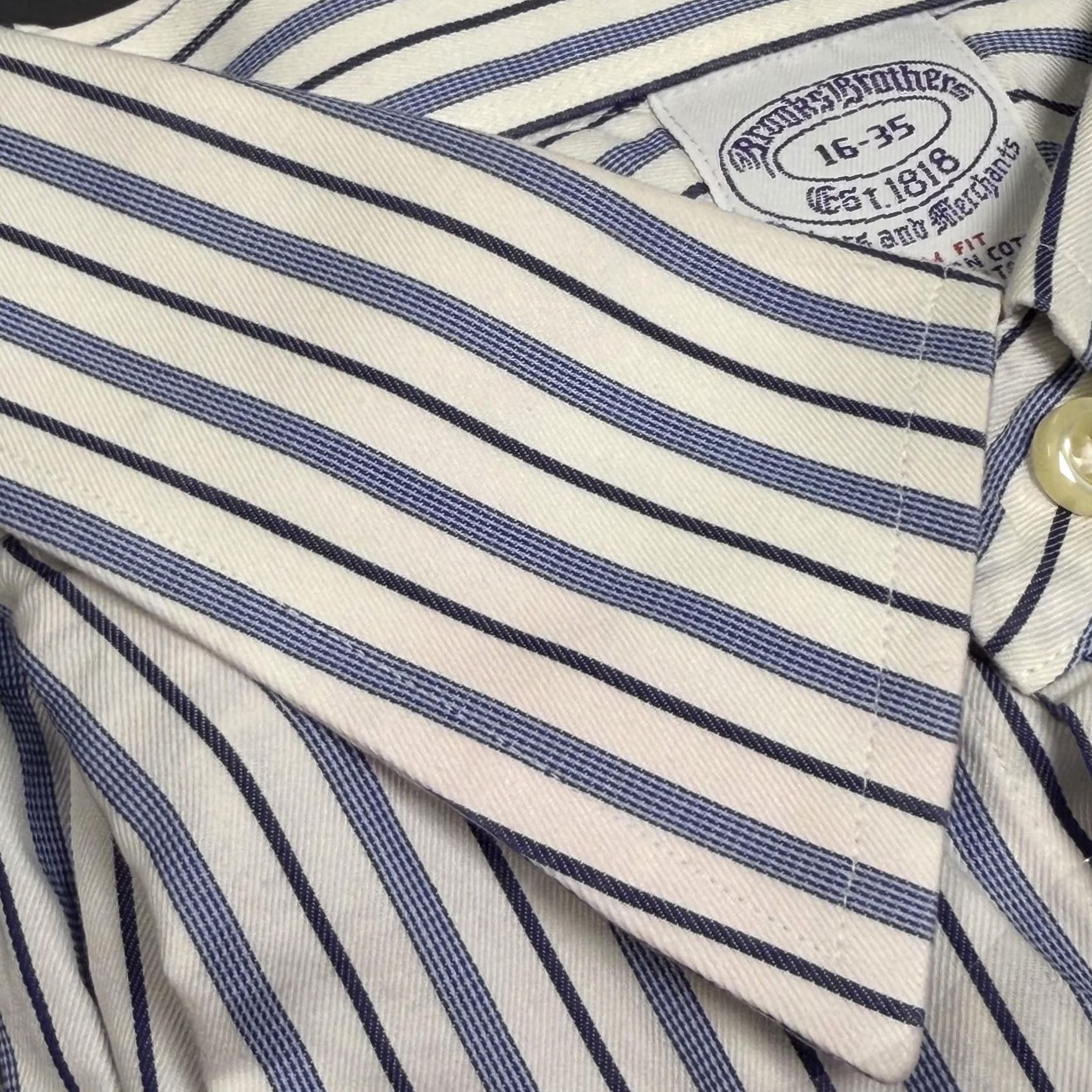 Brooks Brothers Brooks Brothers Shirt Mens Large 16-35 Slim Fit Stripe Long Sleeve Button Up Size US L / EU 52-54 / 3 - 6 Thumbnail