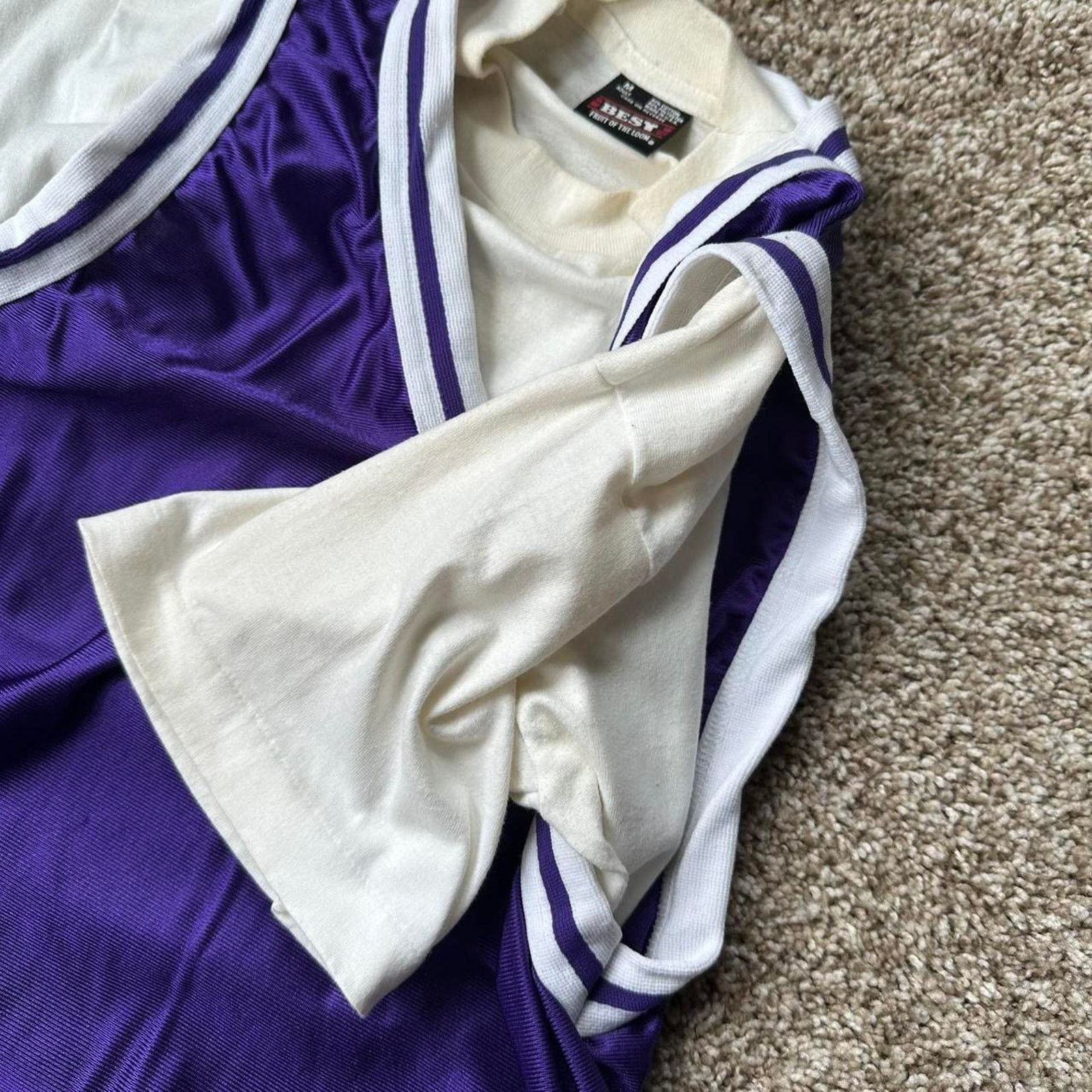 Vintage Vintage 80s White Black Tee Purple Basketball Jersey Shirt Size US M / EU 48-50 / 2 - 6 Thumbnail