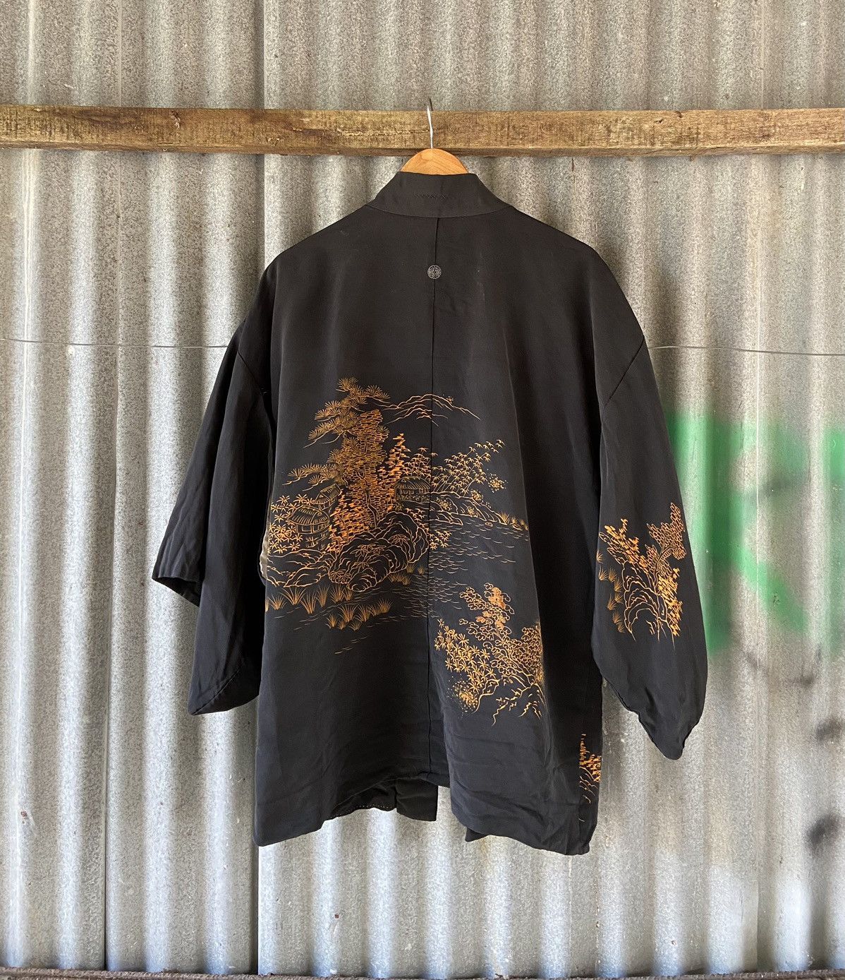 Komono Vintage Japanese Haori Silk Kimono Family Crest Black Size US M / EU 48-50 / 2 - 1 Thumbnail