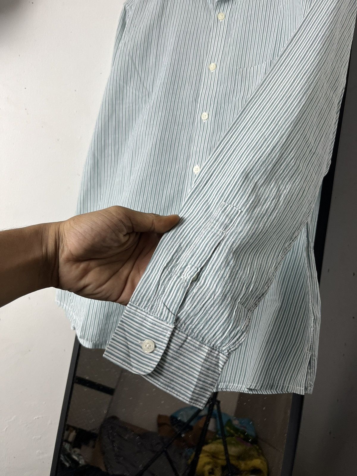 Japanese Brand Mindbridge striped button ups shirt /balenciaga/prada/issey Size US M / EU 48-50 / 2 - 5 Thumbnail