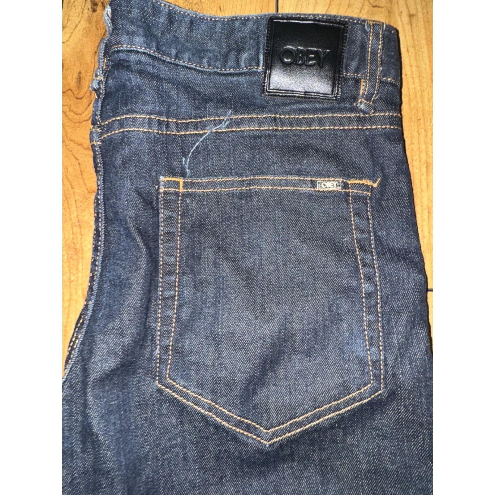 Obey VINTAGE OBEY Jeans Straight Slim Dark Wash 30x33 Mens Denim Stretch Skater Y2K Streetwear Size US 30 / EU 46 - 5 Thumbnail