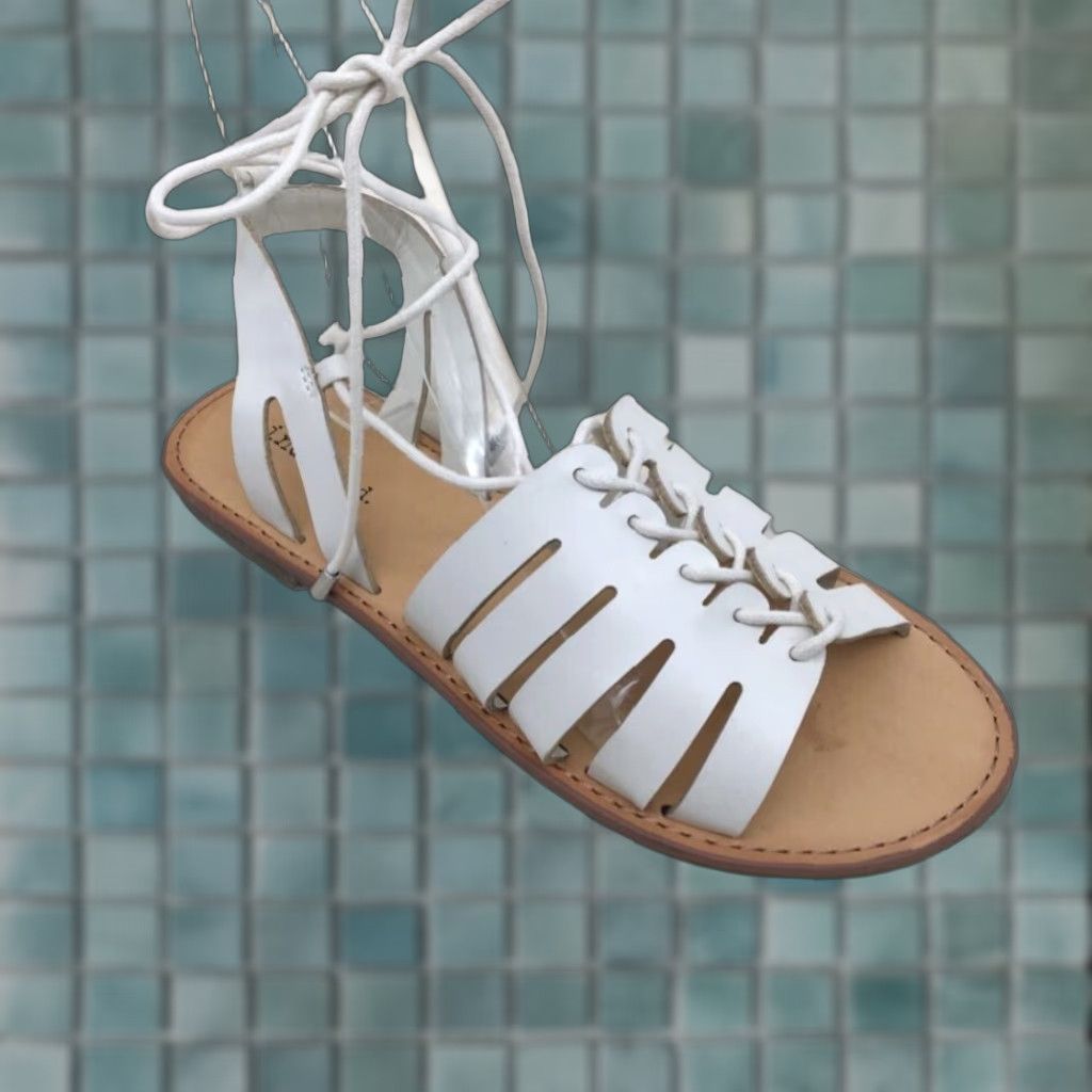 Vintage INDIGO RD. Baku Gladiator Sandals White Lace Up Flat 6 M Womens Size US 6 / IT 36 - 1 Thumbnail