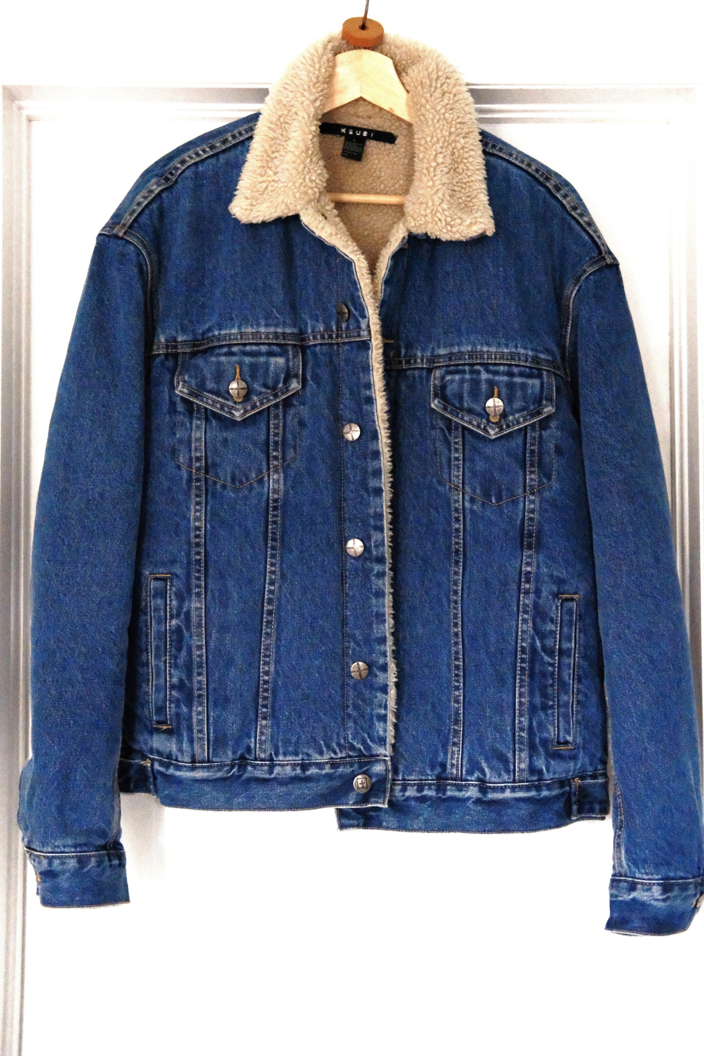 image of Ksubi "oh G" Sherpa Denim Jacket in Blue, Men's (Size Small)