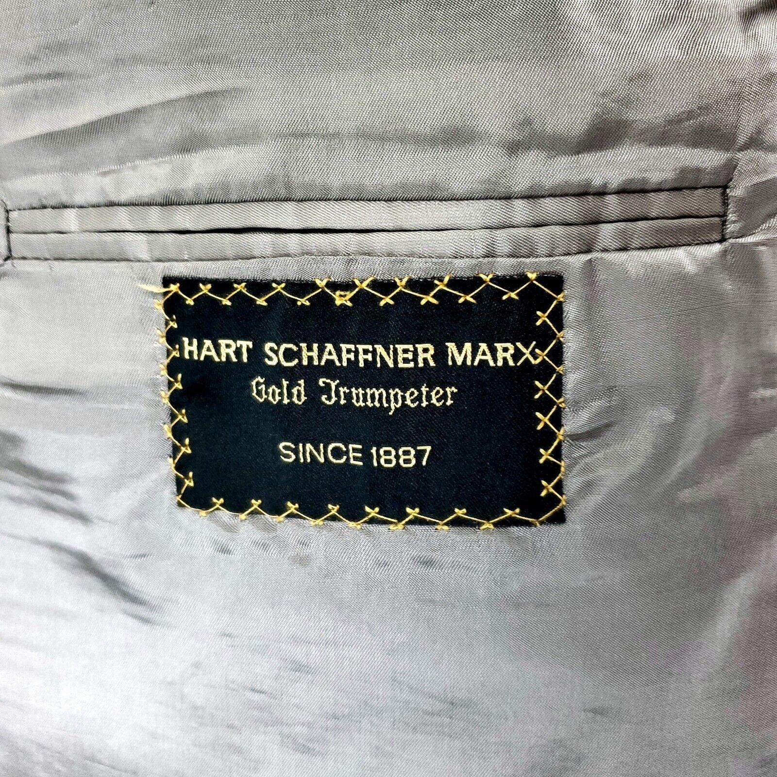 Hart Schaffner Marx Hart Schaffner Marx Wool 2 Button Blazer 46R Blue Windowpane Size 46R - 7 Thumbnail