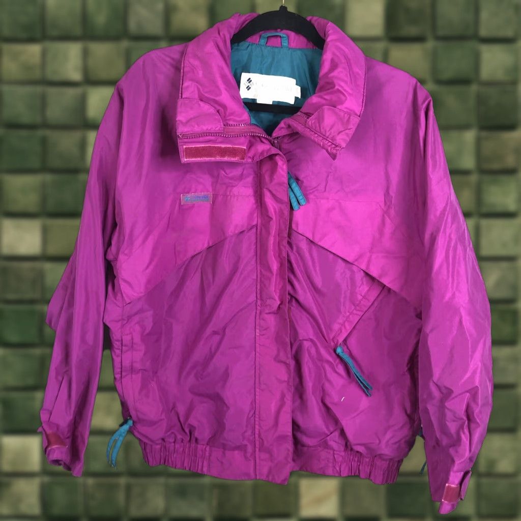 Vintage VINTAGE Columbia Jacket Womens Large Purple Windbreaker Neon Radial Sleeve Coat Size L / US 10 / IT 46 - 1 Thumbnail