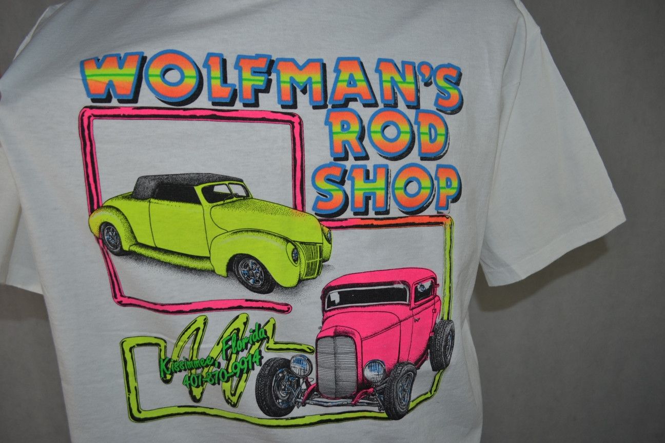 Vintage Wolfman's Rod Shop Kissimmee Florida Made in USA new tee Size US XL / EU 56 / 4 - 6 Thumbnail
