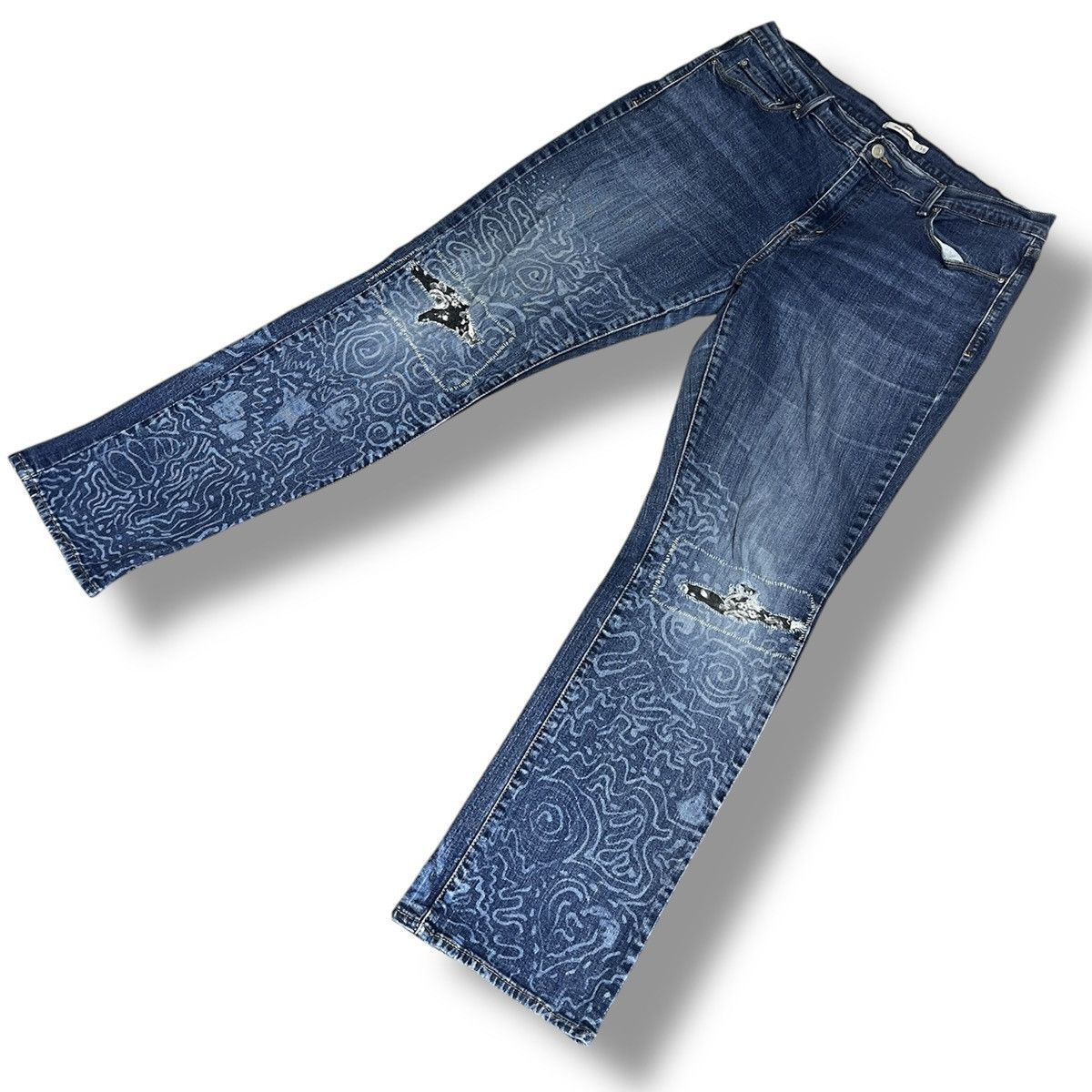 Levi's Levis 505 Straight Cut Distressed Waterless Denim Tears Art Size US 36 / EU 52 - 1 Thumbnail