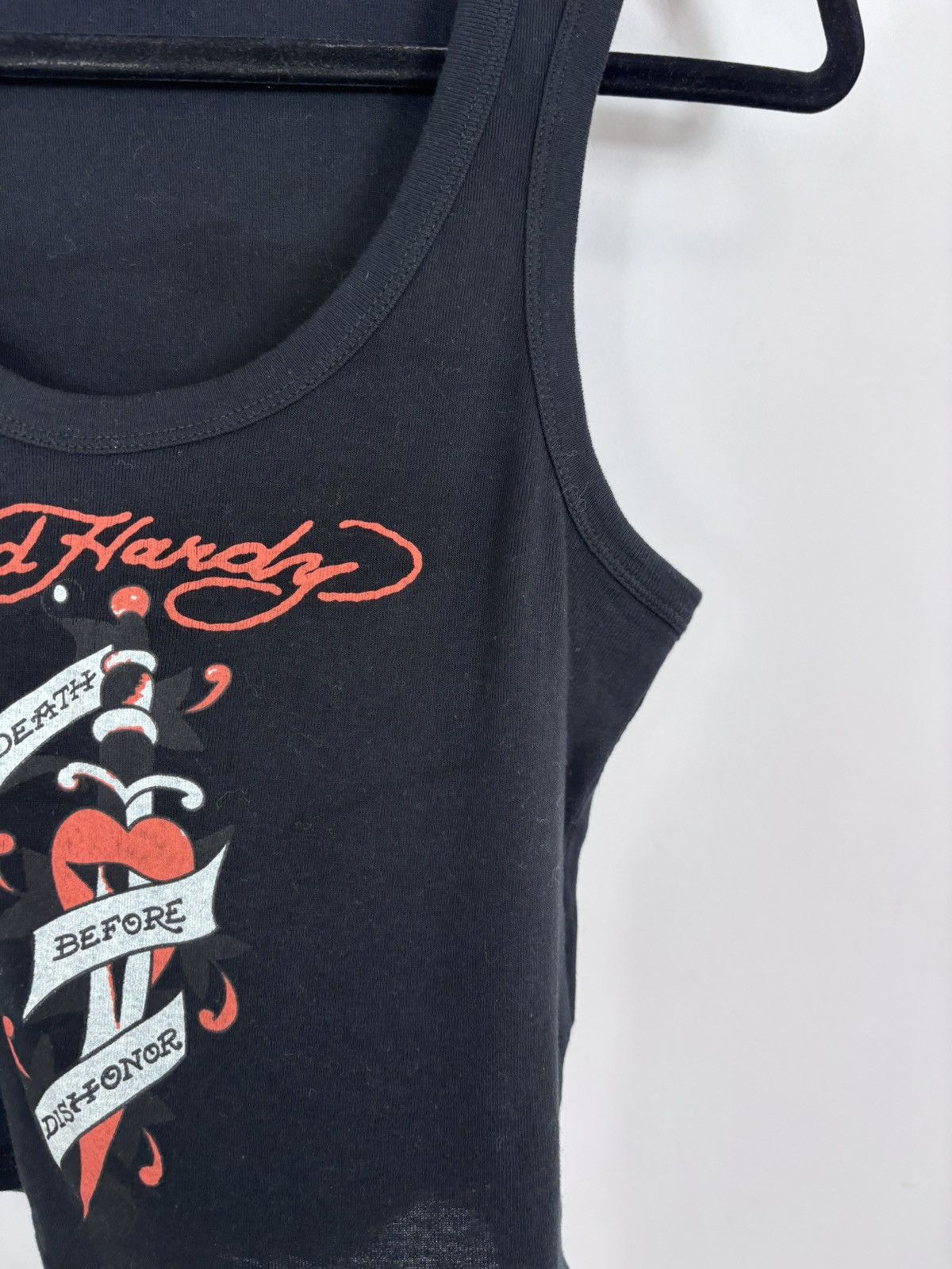 Ed Hardy Ed Hardy Y2K Women’s Black Death Before Ribbed Cropped Vest Size L / US 10 / IT 46 - 6 Thumbnail