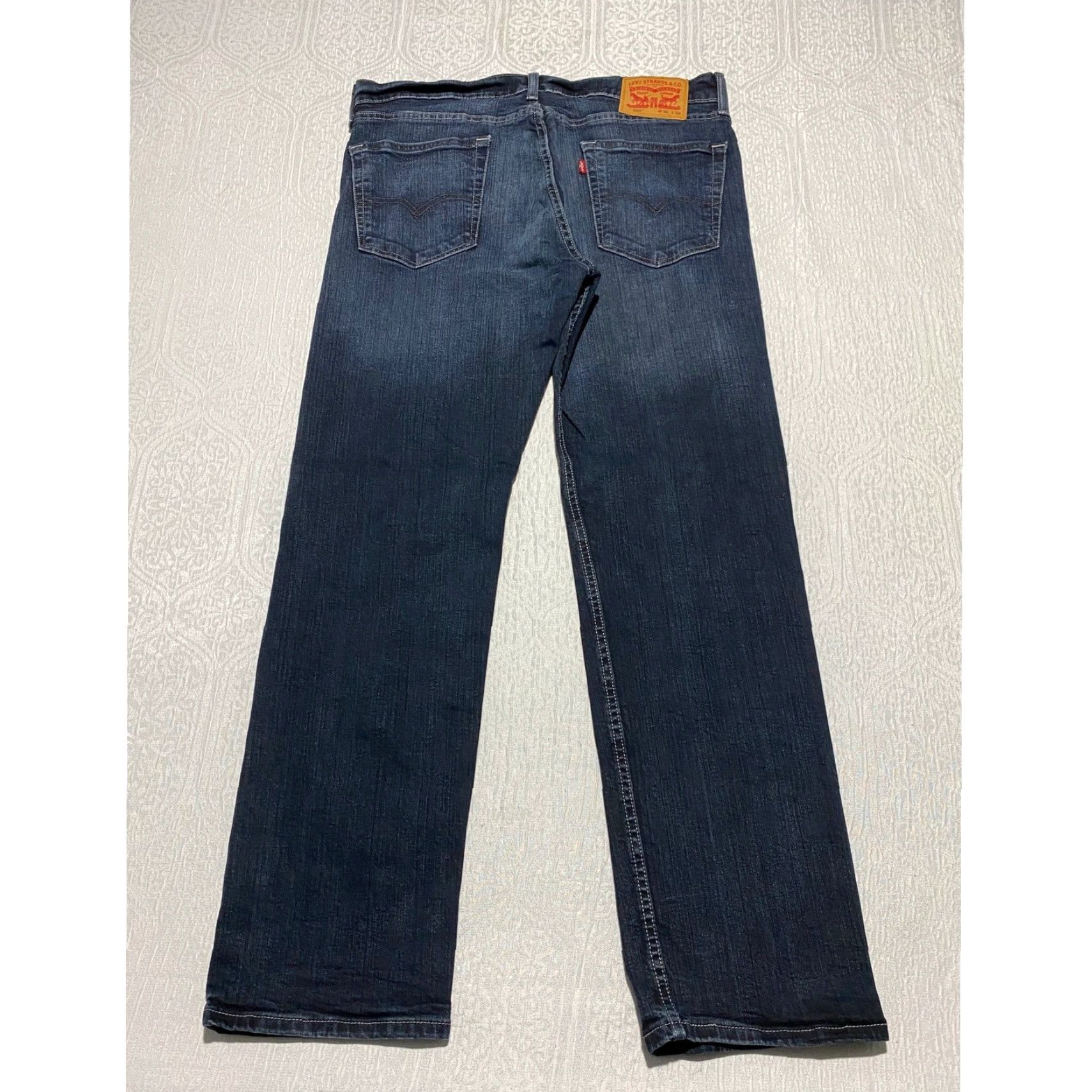 Levi's Levi's 505 Regular Fit Jeans 36×32 Dark Wash Denim Pants Whiskers Faded Denim Jeans Men Blue 505 Regular Fit Prepped 5-Pocket Vintage No Size US 36 / EU 52 - 2 Thumbnail