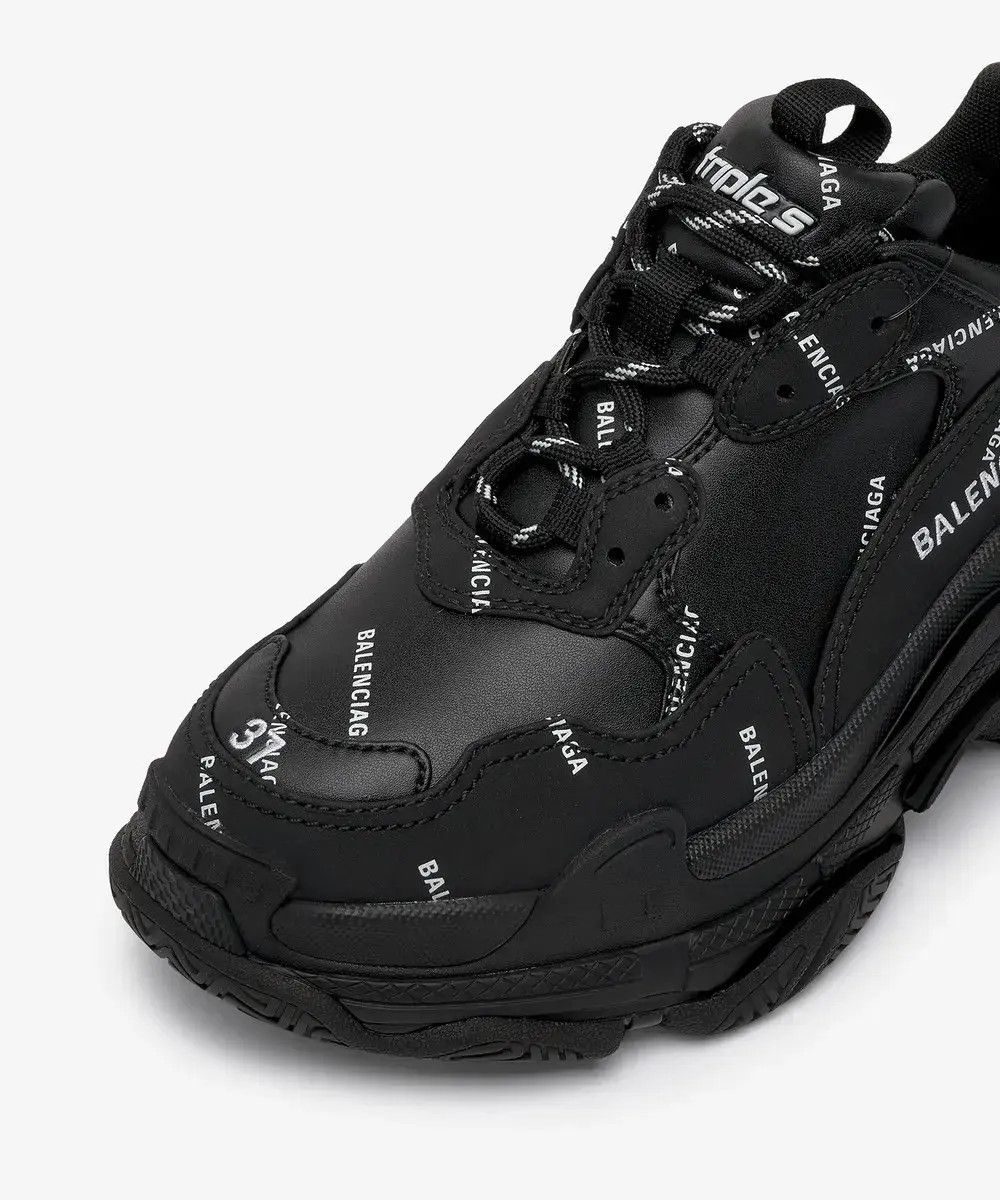 Balenciaga o1w1db10625 Triple S Sneakers Allover Logo in Black Size US 6 / IT 36 - 4 Thumbnail
