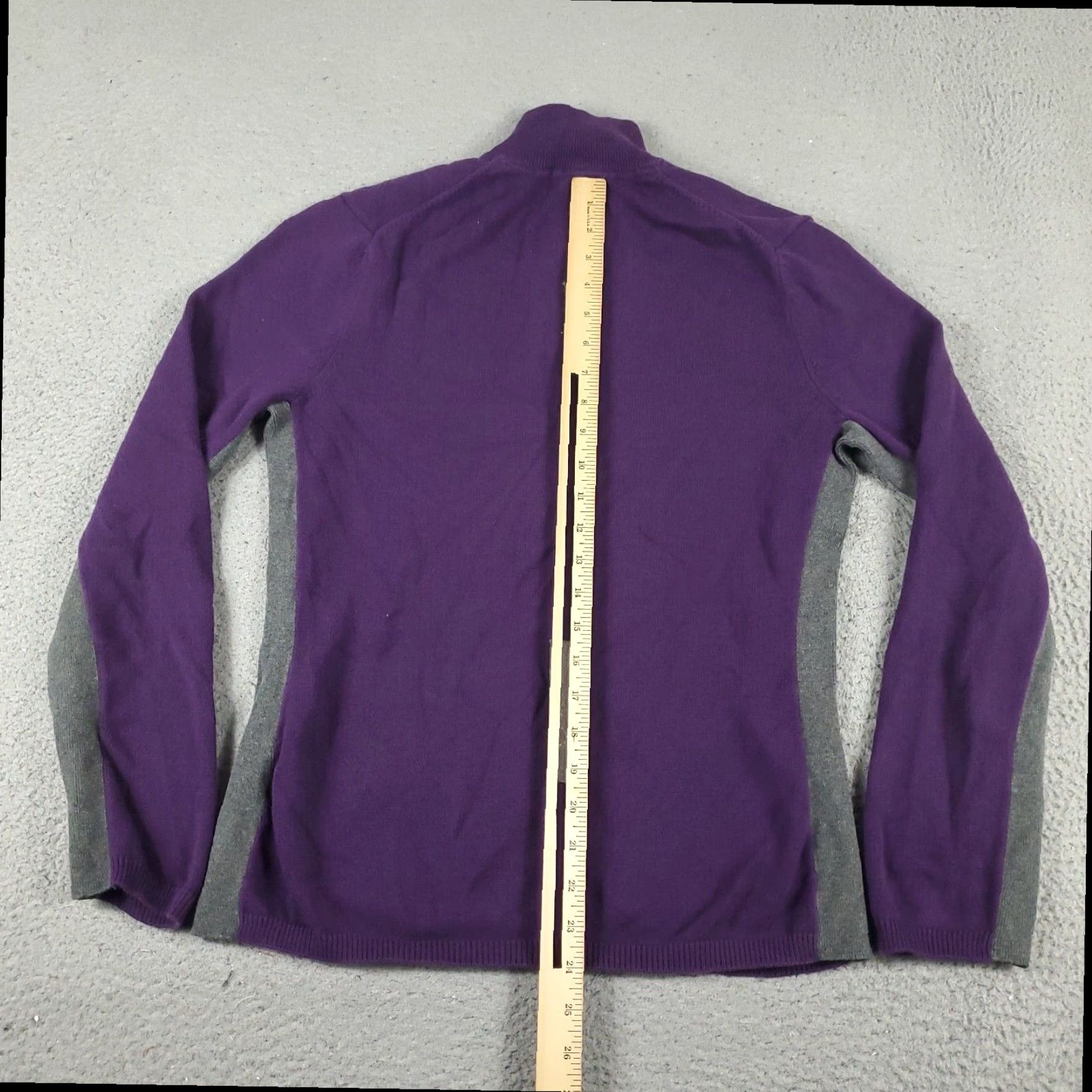 Tommy Hilfiger Tommy Hilfiger Women's Large Purple 1/4 Zip Crew Neck Sweater Pullover Cotton Blend Long Sleeve Size L / US 10 / IT 46 - 5 Thumbnail