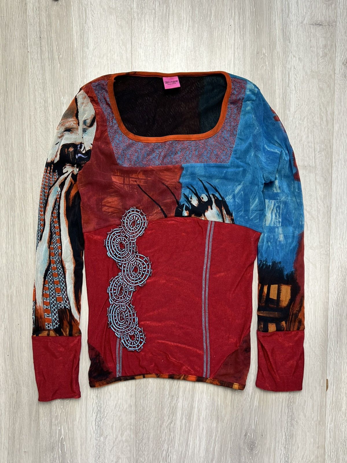 Jean Paul Gaultier Save The Queen Mesh Multicolor Long Sleeve Size L / US 10 / IT 46 - 1 Thumbnail