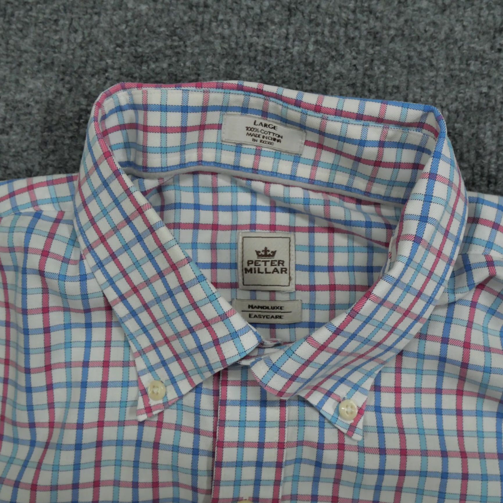 Peter Millar Peter Millar Shirt Mens Large Blue Red Plaid Button Up Long Sleeve Nanoluxe Knit Cotton Casual Classic Preppy Logo Mens Size US L / EU 52-54 / 3 - 4 Thumbnail