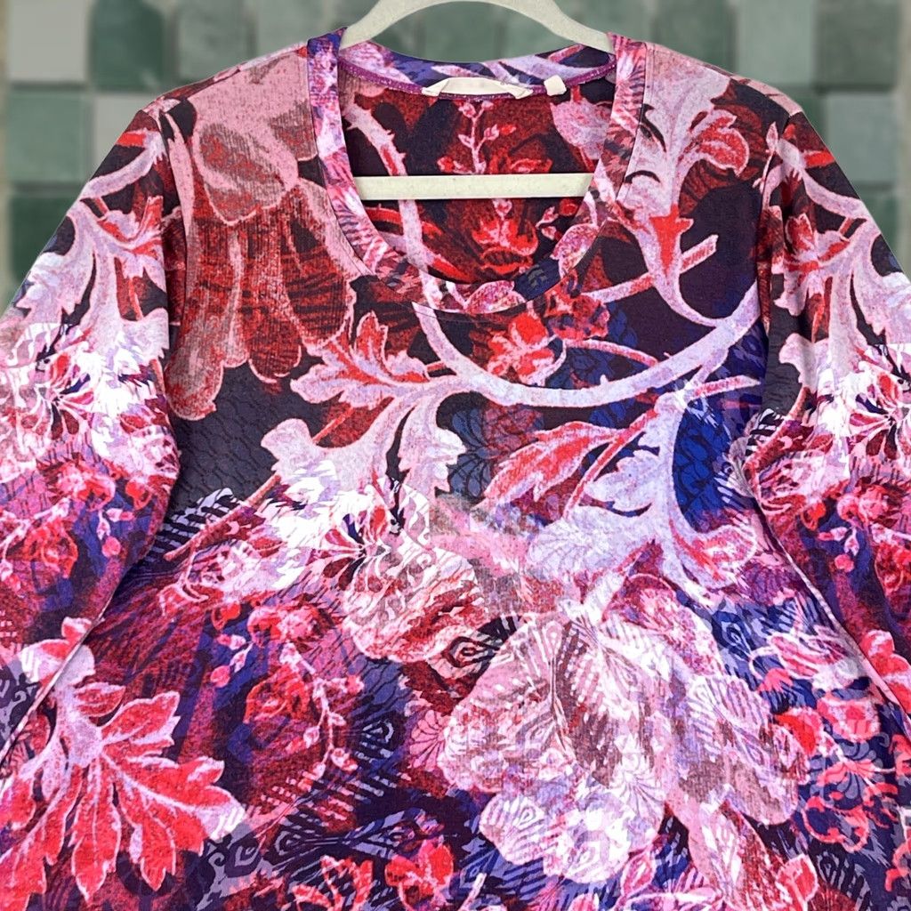 Soft Surroundings Soft Surroundings Meritage Tunic Shirt Women Medium Pink Floral Long Sleeve Knit Pullover Casual Size M Size M / US 6-8 / IT 42-44 - 1 Thumbnail