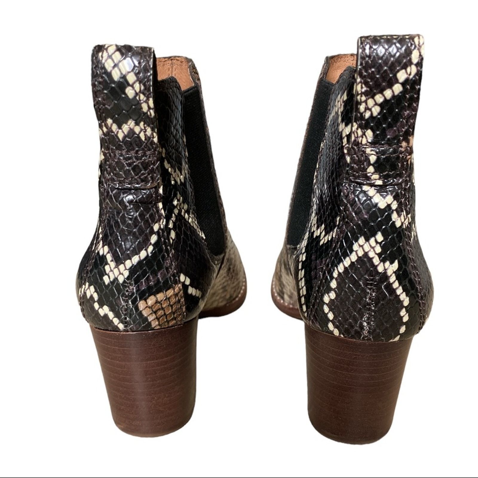 Madewell The Regan Ankle Boot US 5 Snake Embossed Leather Block Heel Size US 5 / IT 35 - 5 Thumbnail