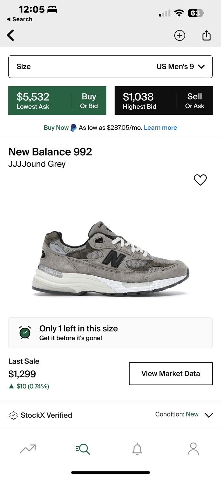 JJJJound × New Balance New Balance 992 JJJJound Grey - M992J2 Size US 9 / EU 42 - 19 Thumbnail