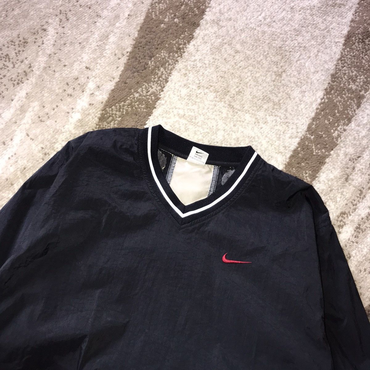 Nike × Vintage Vintage Y2K Nike Heavy Nylon Drill Black Sweatshirt size S/M Size US S / EU 44-46 / 1 - 2 Thumbnail