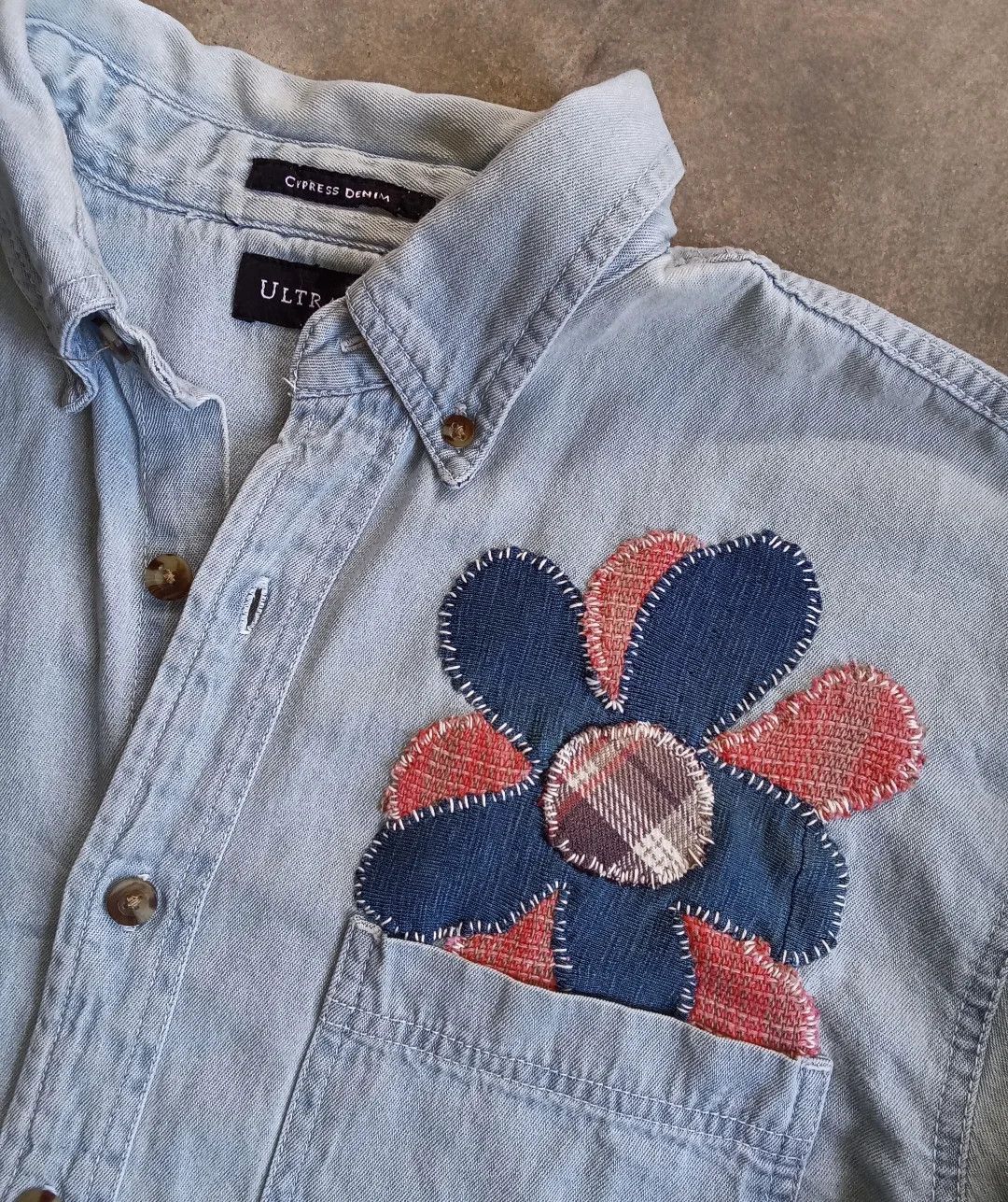 Other Denim shirt handmade pacthwork Size US L / EU 52-54 / 3 - 4 Thumbnail