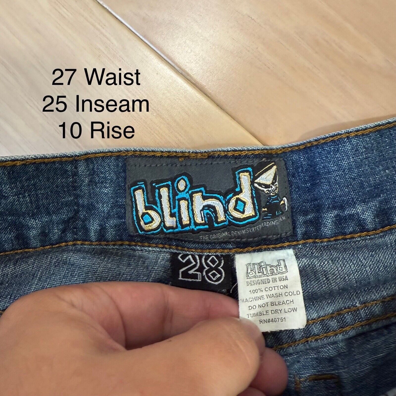 Vintage Vintage Blind Skateboard Jeans 27 Blue Y2K Denim Skater Size US 27 - 5 Thumbnail
