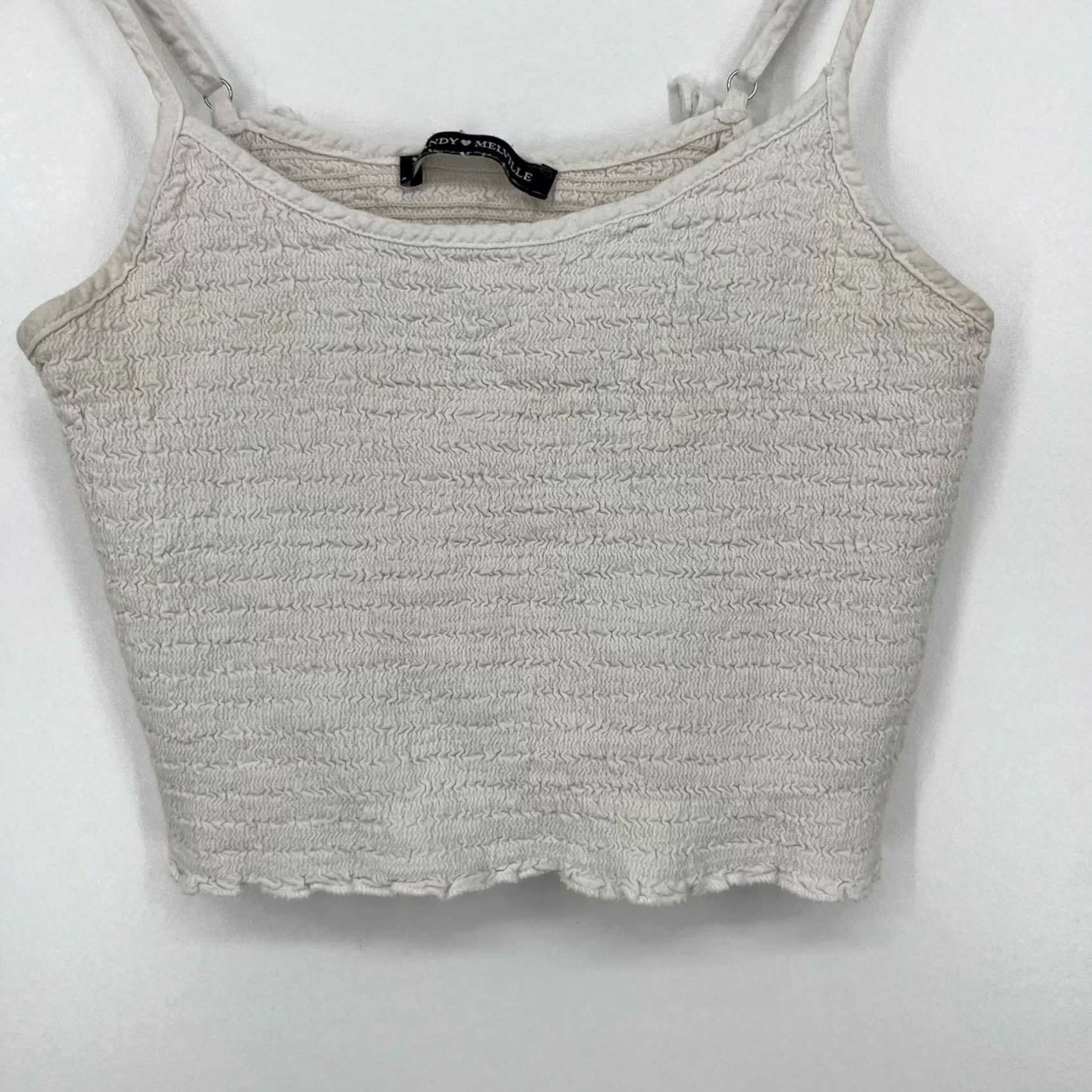 Brandy Melville Brandy Melville Cropped Tank Top Women's One Size White Ruffled Strappy Size ONE SIZE - 3 Thumbnail