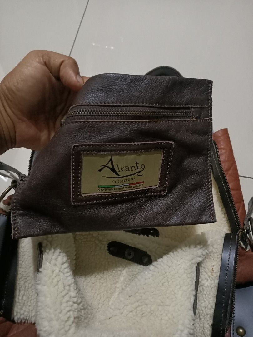 Genuine Leather Vintage Aleanto Collezioni Shearling Leather Tote Italy Size ONE SIZE - 7 Thumbnail