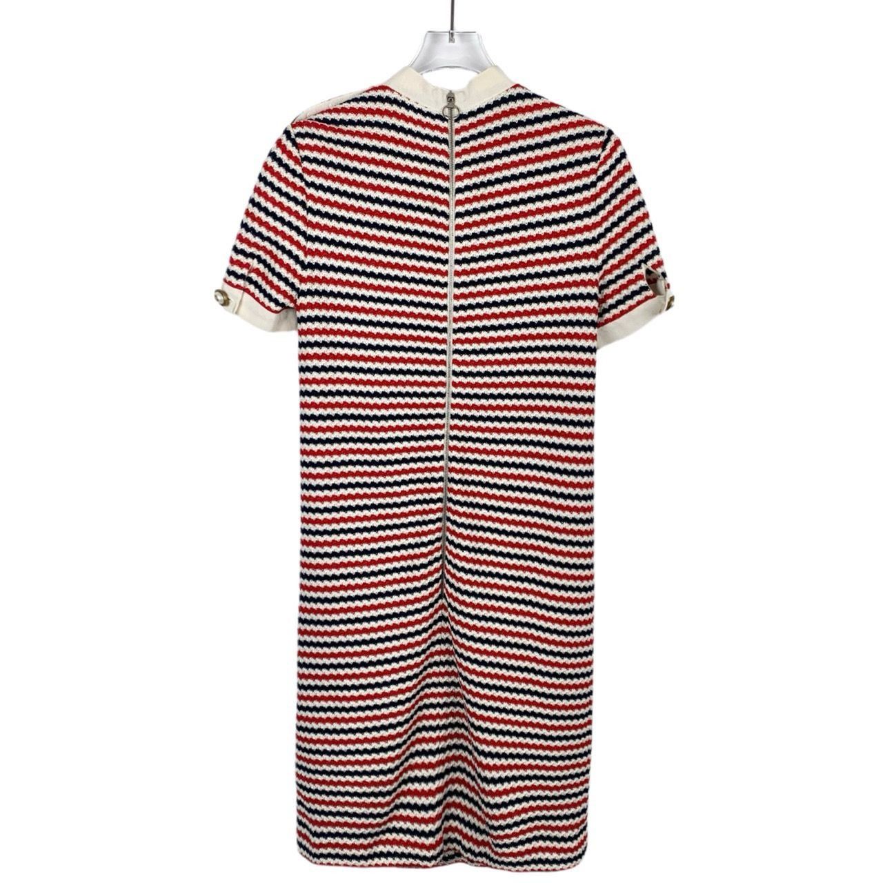 Gucci Gucci Double G Pearl Button Color-Block Stripe Knit Dress (S Size M / US 6-8 / IT 42-44 - 8 Thumbnail