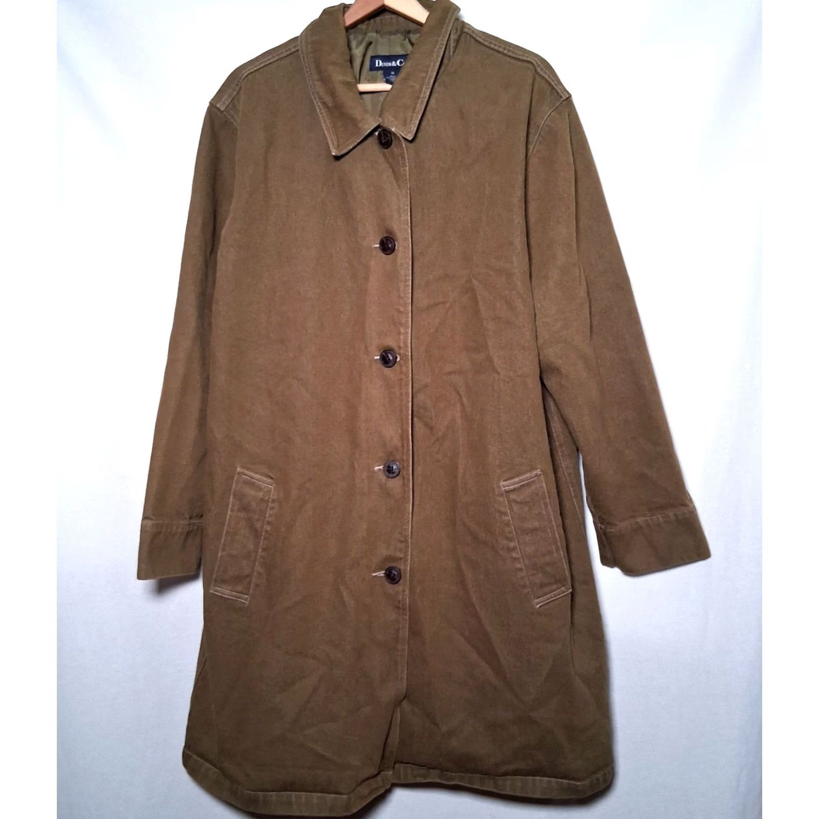 Denim & Co. VINTAGE Denim & Co Trench Coat Jacket Women 1X Army Green Denim Plus Size Trench Coat Jacket Feminine Casual Workwear Military Utility Vintage 1990s Size XL / US 12-14 / IT 48-50 - 2 Thumbnail