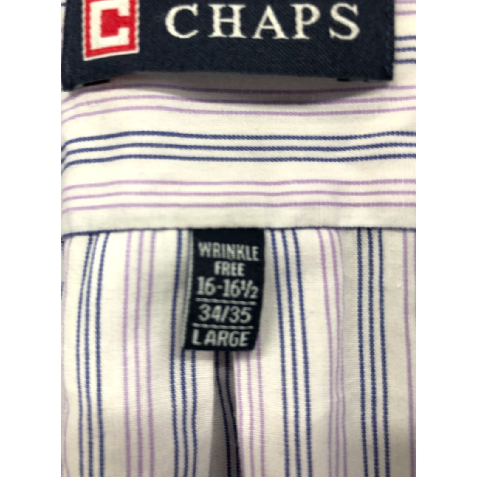 Chaps Chaps Shirt Mens L Long Sleeve Button-Down Collar Striped Wrinkle Free Knit Easy Care Classic Modern Tailored Size US L / EU 52-54 / 3 - 7 Thumbnail