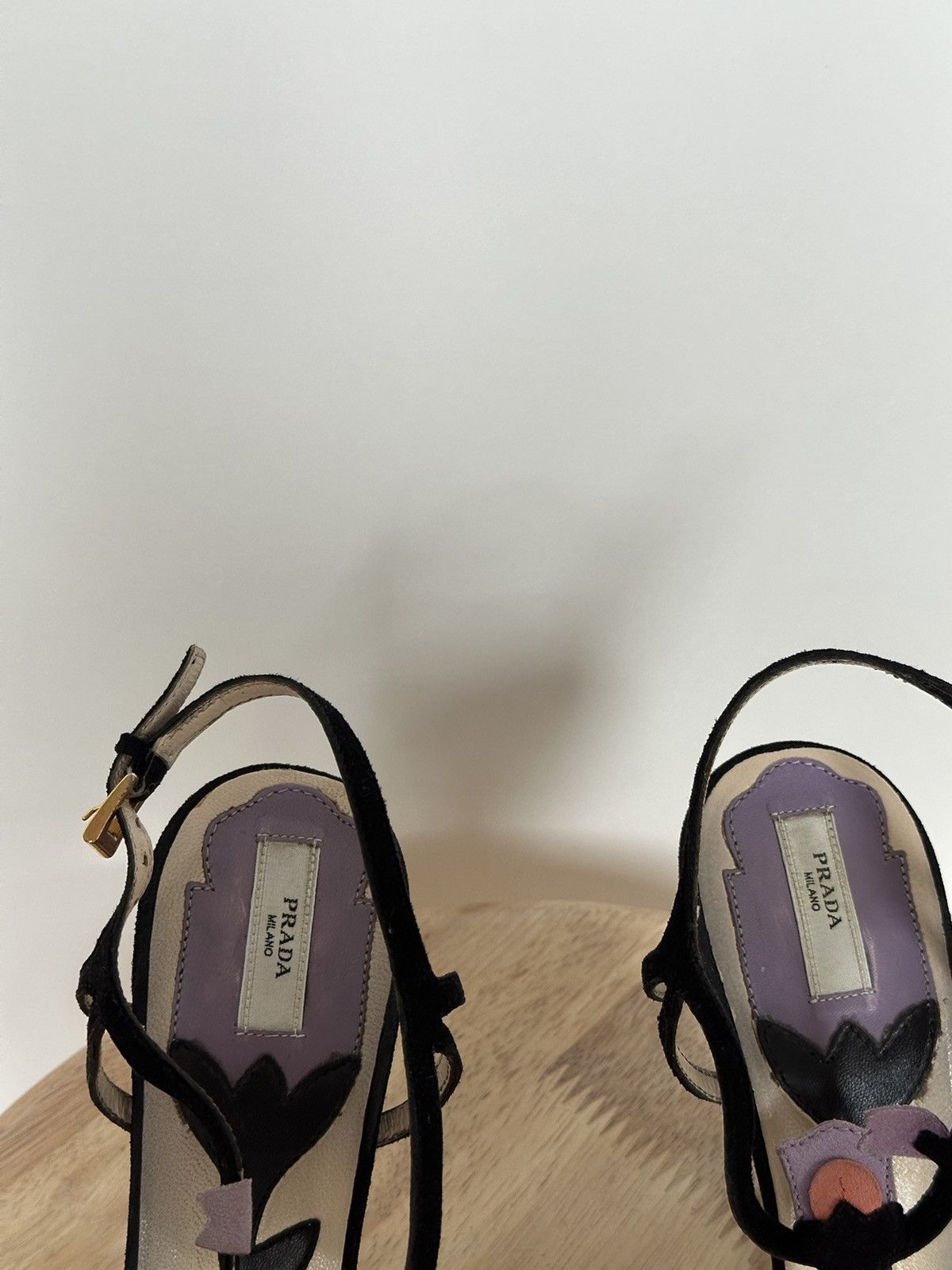 Prada Prada Tulip Floral suede strap sandals heels Size US 7.5 / IT 37.5 - 6 Thumbnail