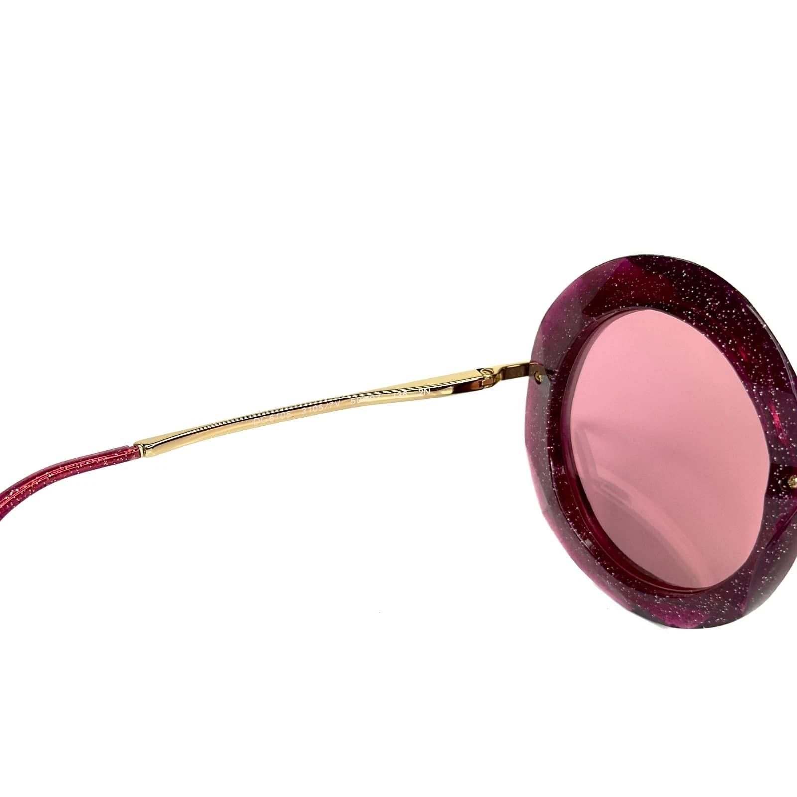 Dolce & Gabbana Dolce & Gabbana DG6105 6105 Fuchsia Glitter Round Sunglass Size ONE SIZE - 2 Thumbnail
