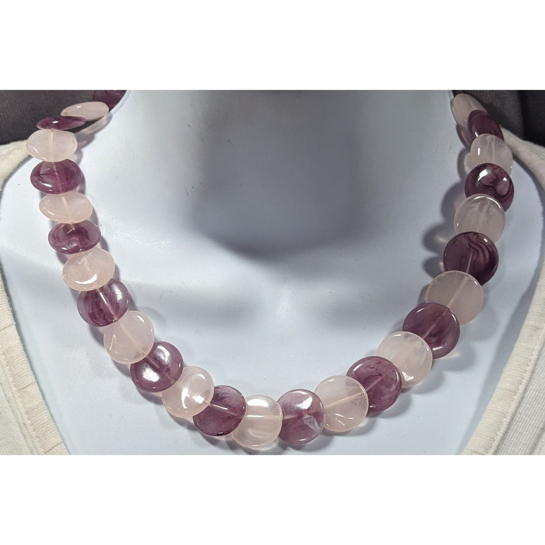 Other White And Purple Marbled Plastic Disc Beaded Necklace Size ONE SIZE - 5 Thumbnail