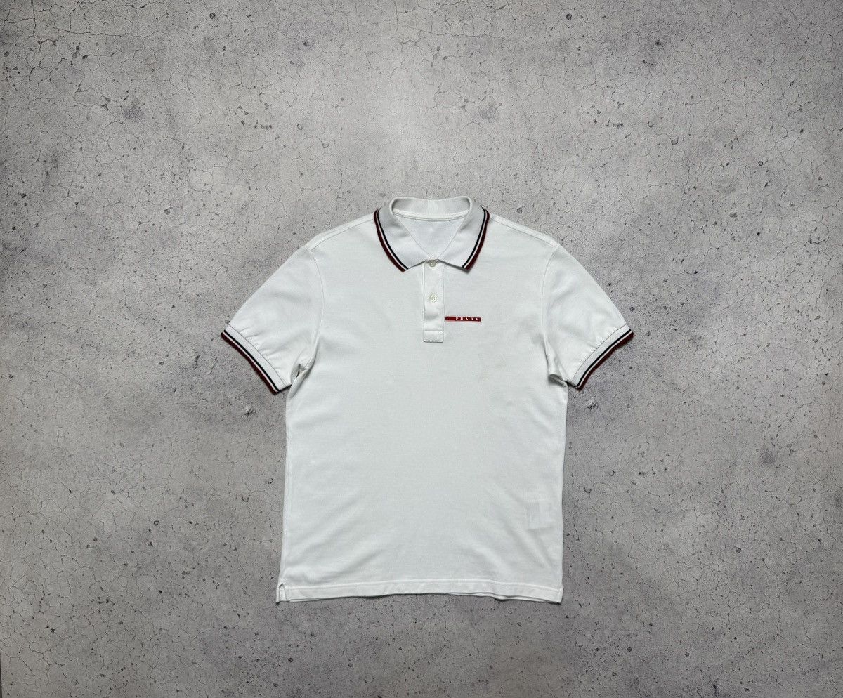 Prada Prada Red Tab Polo Shirt Luxury Vintage White Size US M / EU 48-50 / 2 - 1 Thumbnail