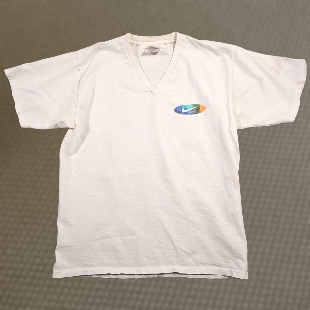 Nike VINTAGE Nike Soar Double-Sided T Shirt Mens M V-Neck USA Made Grunge Streetwear 90s Swoosh White Short Sleeve Shirt Mens Size US M / EU 48-50 / 2 - 1 Thumbnail