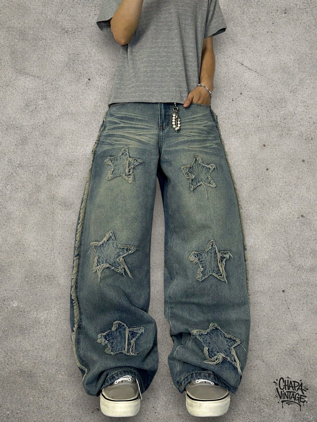 Japanese Brand Baggy distressed jeans Size US 32 / EU 48 - 4 Thumbnail