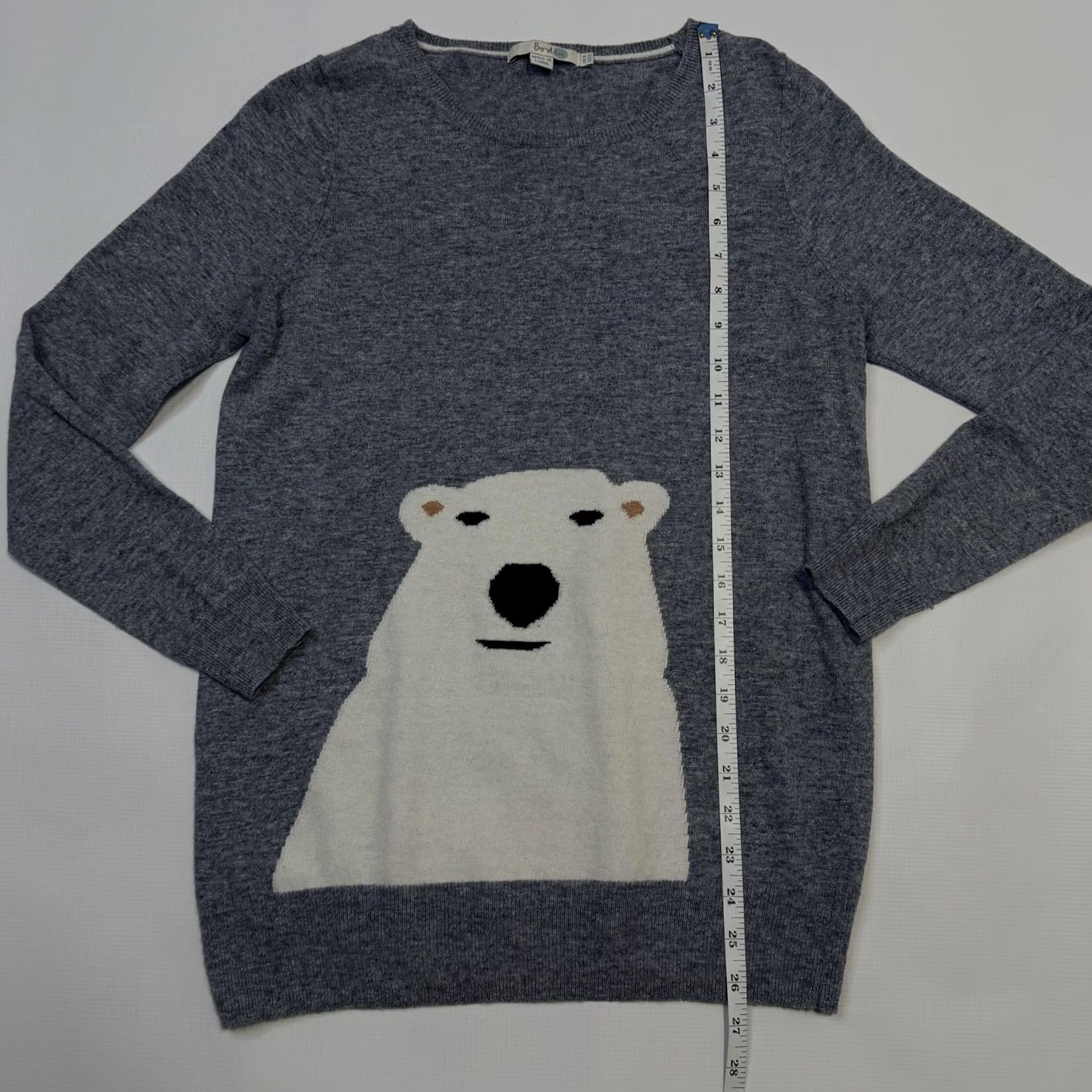 Boden VINTAGE Boden Sweater Womens Small Gray Polar Bear Intarsia Crewneck Soft Knit Pullover Size S / US 4 / IT 40 - 5 Thumbnail