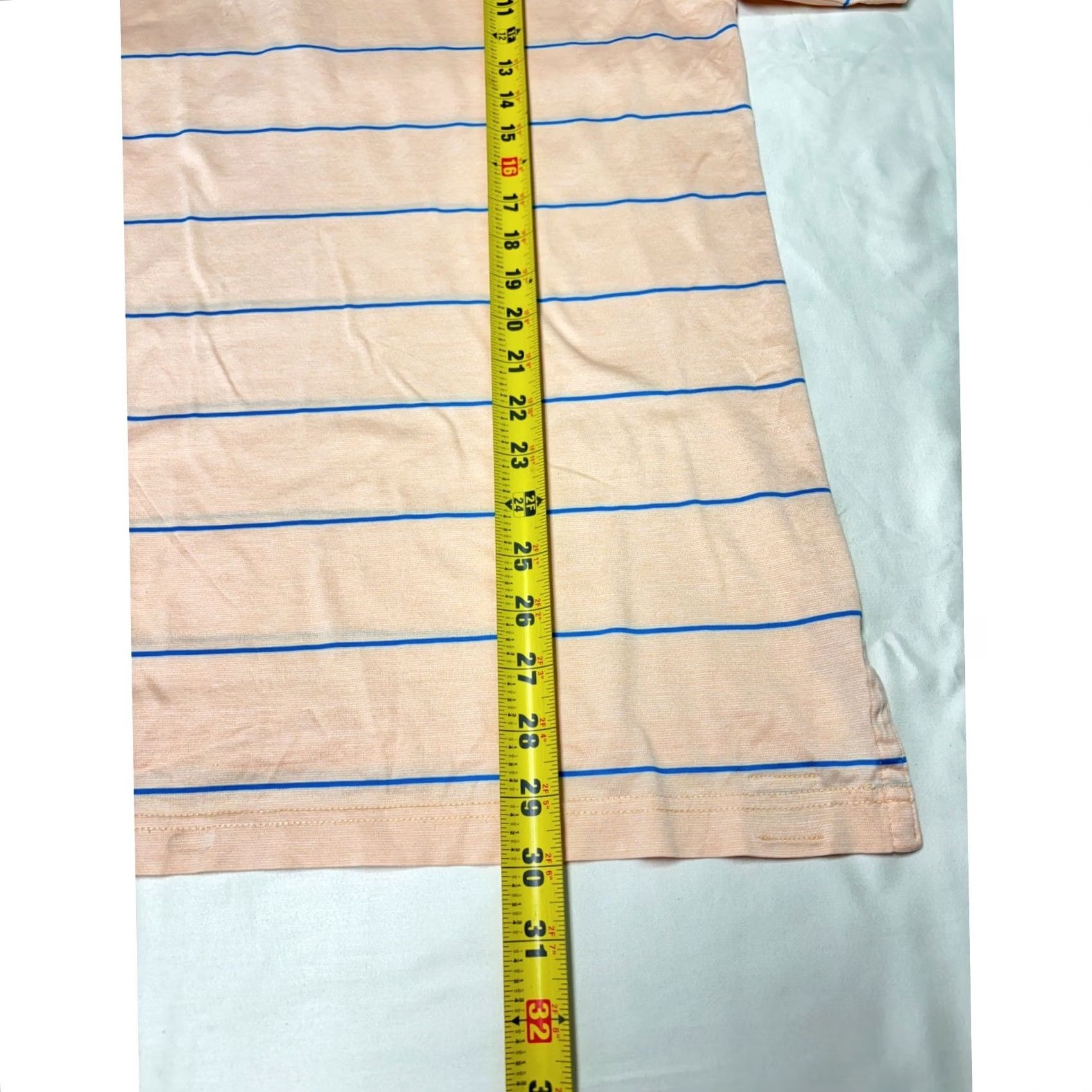 Peter Millar VINTAGE Peter Millar Mens Polo Shirt Large Beige Blue Striped Palm Tree Cotton Golf Size US L / EU 52-54 / 3 - 5 Thumbnail