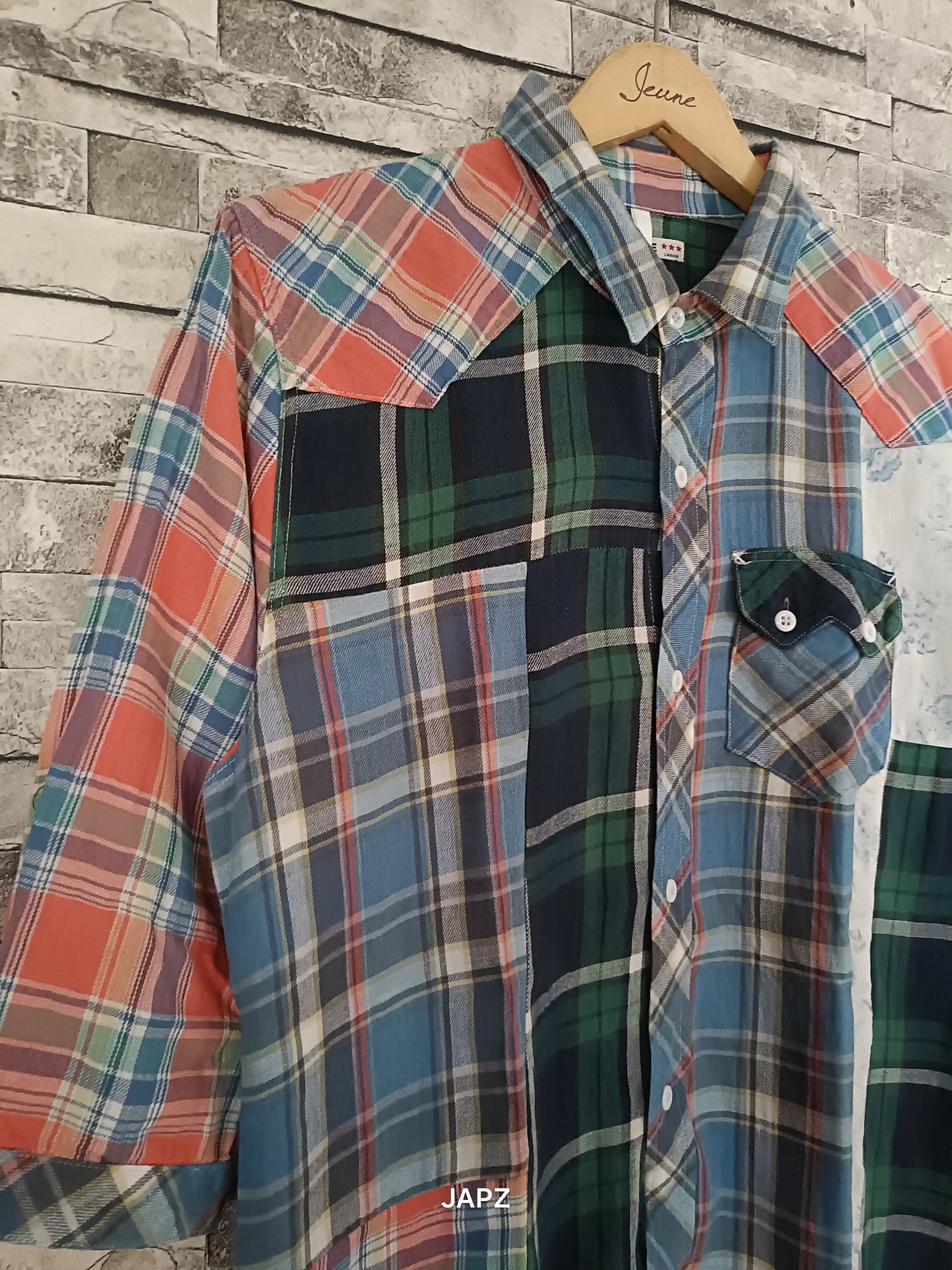 Japanese Brand Vintage Gaijin Made patchwork shirt Size US L / EU 52-54 / 3 - 2 Thumbnail