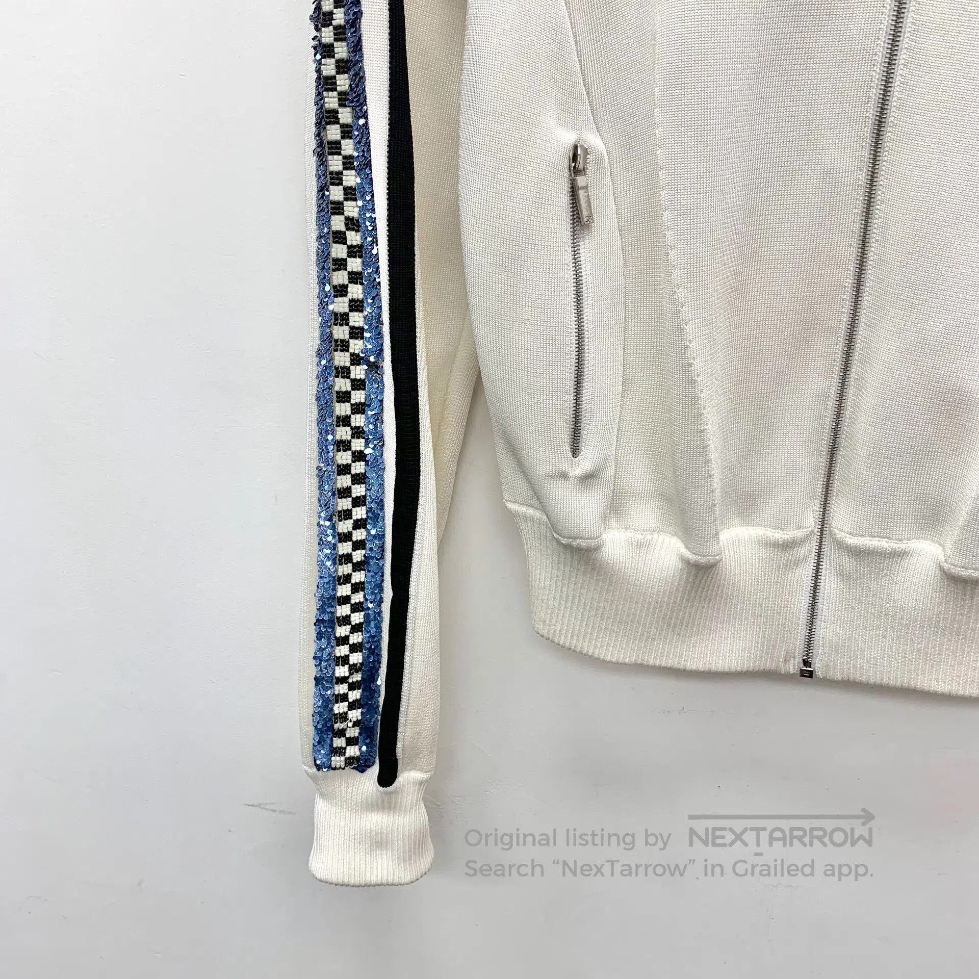 Chanel Chanel White Logo Crystal Embroidered Stand Collar Zip Lon Size XS / US 0-2 / IT 36-38 - 4 Thumbnail