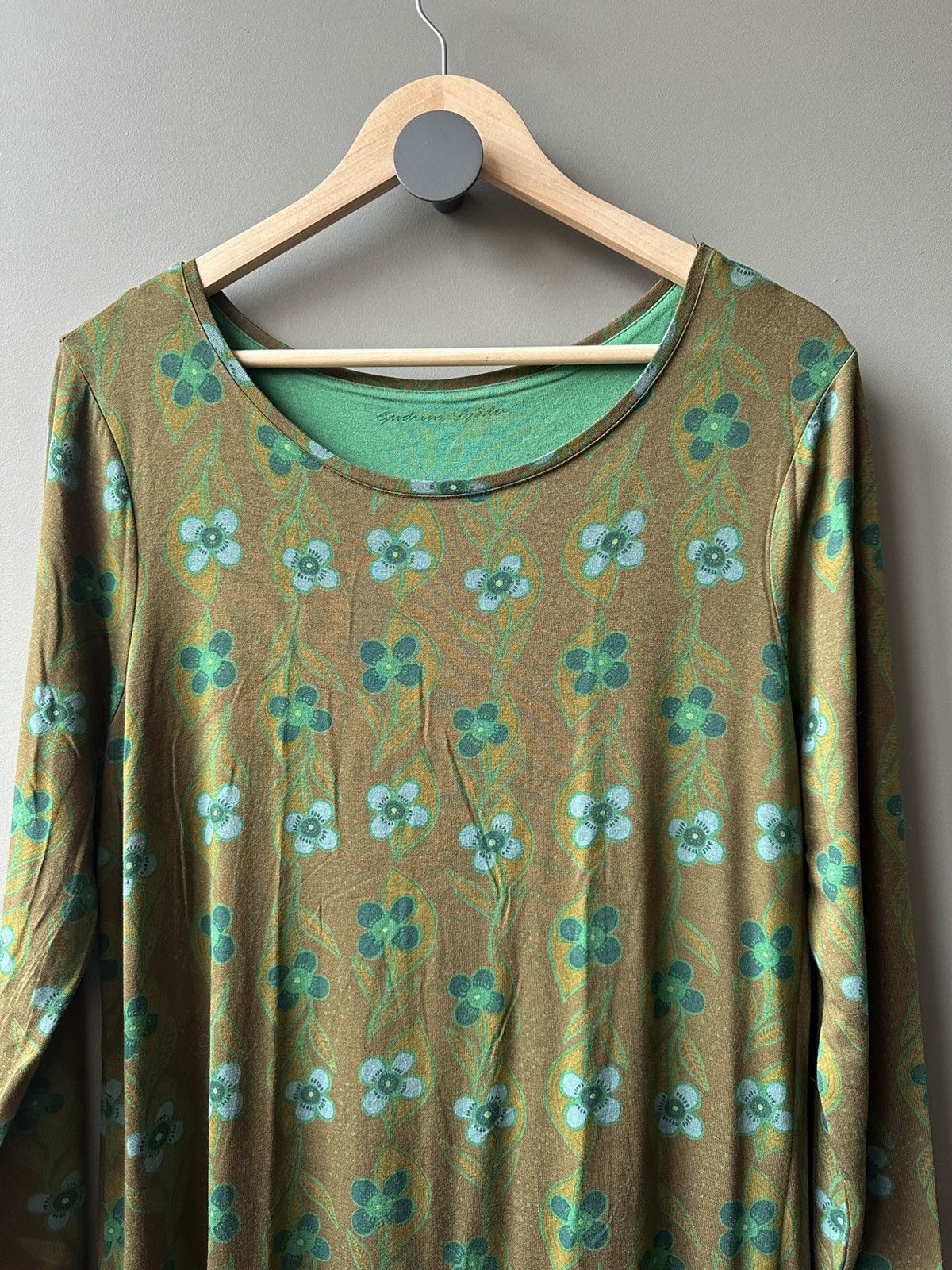 Gudrun Sjoden Gudrun Sjoden Boho Floral Dress Green Mustard Artwear Size L Size L / US 10 / IT 46 - 2 Thumbnail