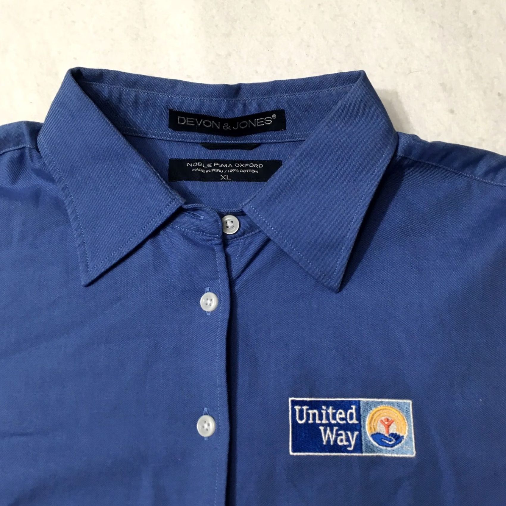 Vintage United Way Charity Embroidered blue Devon And Jones Long Sleeve Shirt Mens XL Size US XL / EU 56 / 4 - 2 Thumbnail