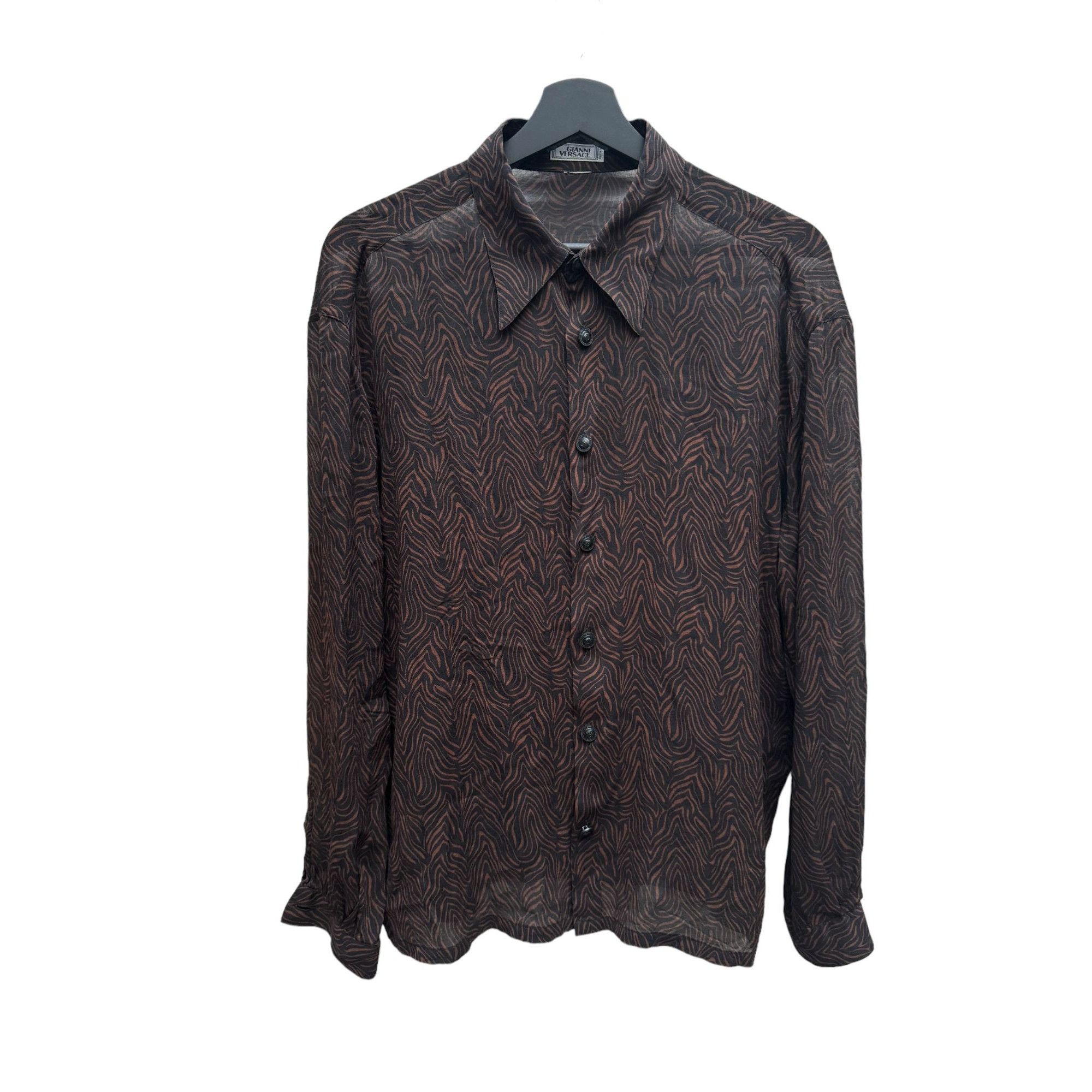 Versace Brown Silk Printed Leopard Shirt Size M / US 6-8 / IT 42-44 - 1 Thumbnail