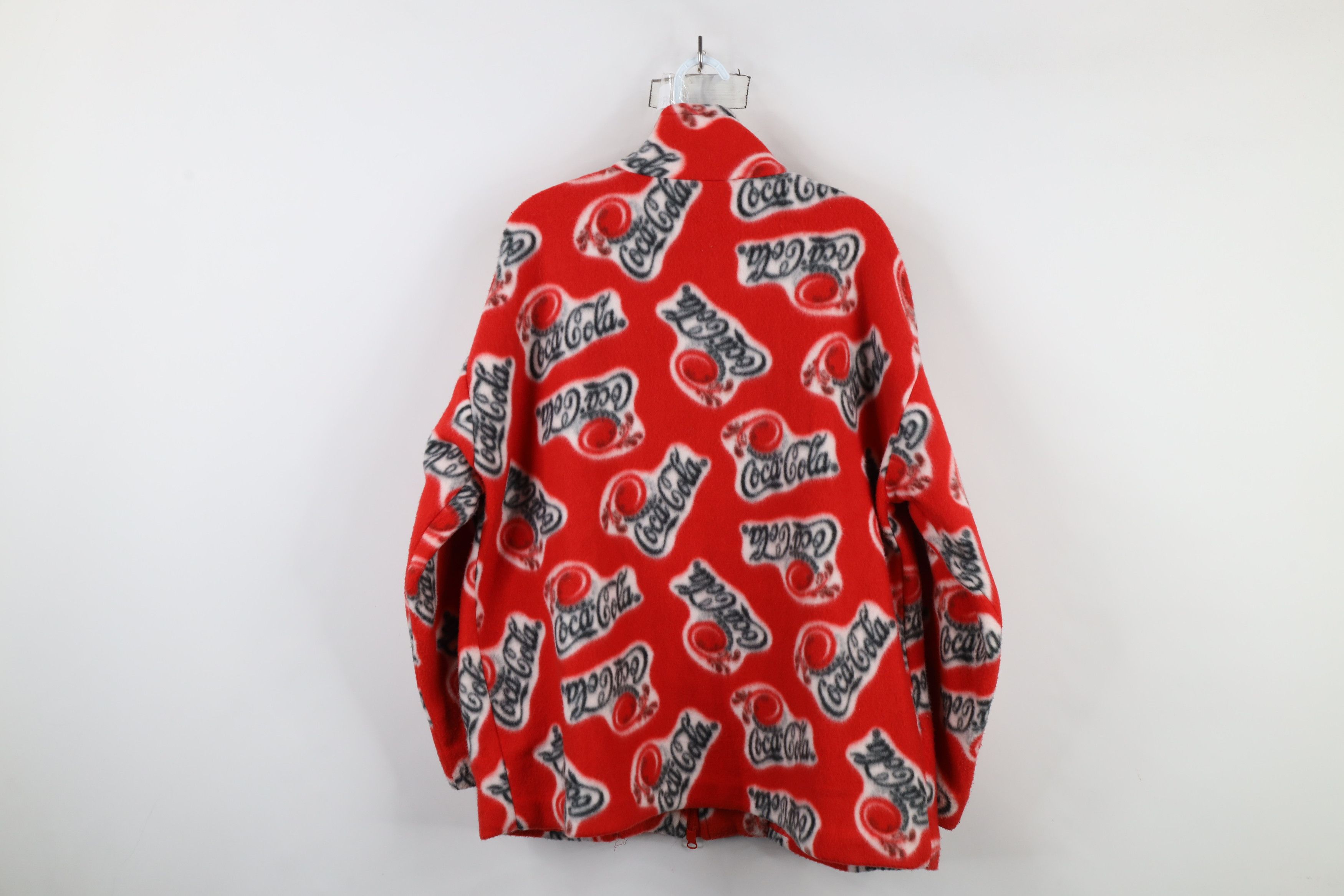 Vintage Vintage 90s Coca Cola Over Print Full Zip Fleece Jacket Red Size XXL / US 16-18 / IT 52-54 - 10 Thumbnail