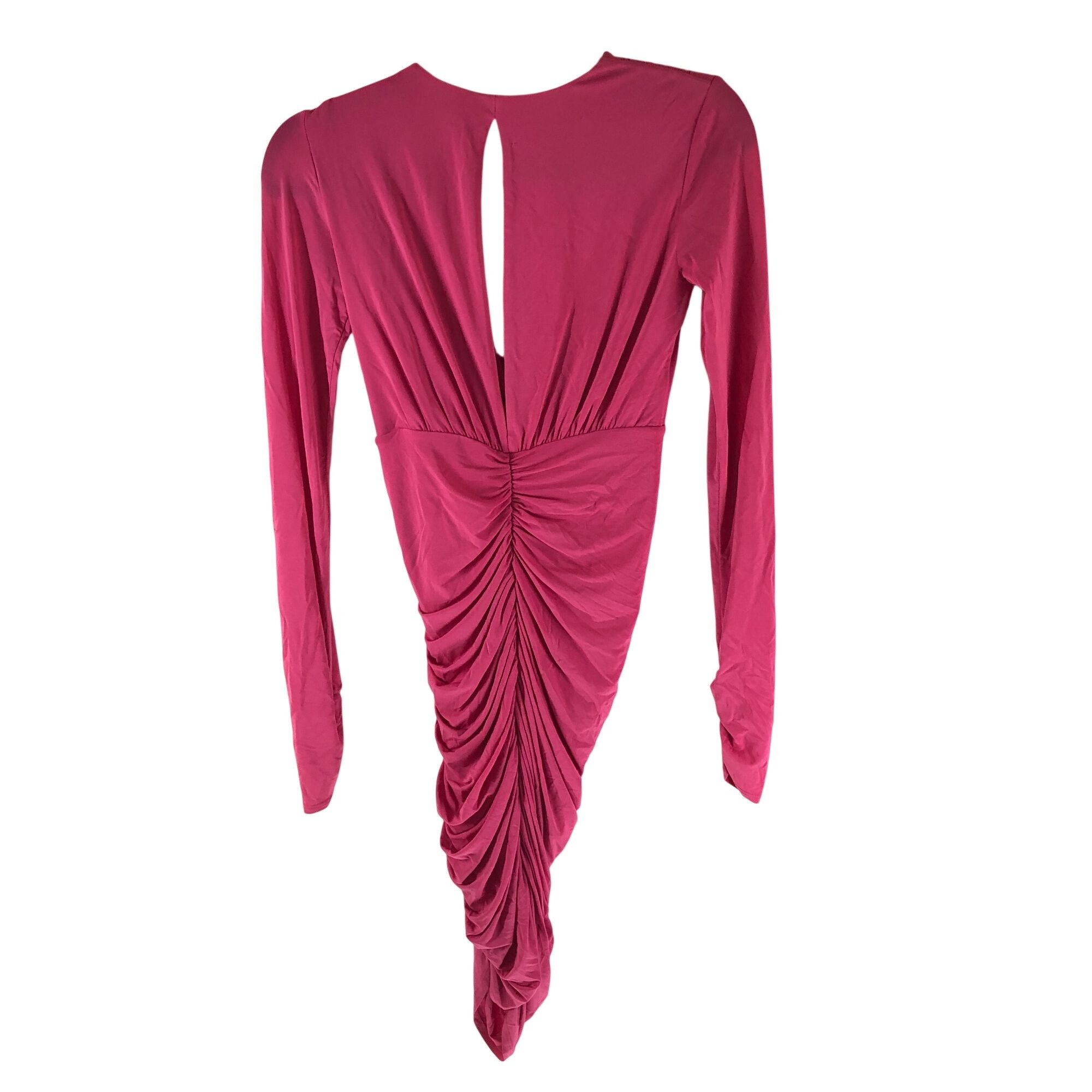 Bcbgmaxazria BCBGMaxAzria Bodycon Dress Long Sleeve Ruched Midi Open Back Size XS / US 0-2 / IT 36-38 - 2 Thumbnail